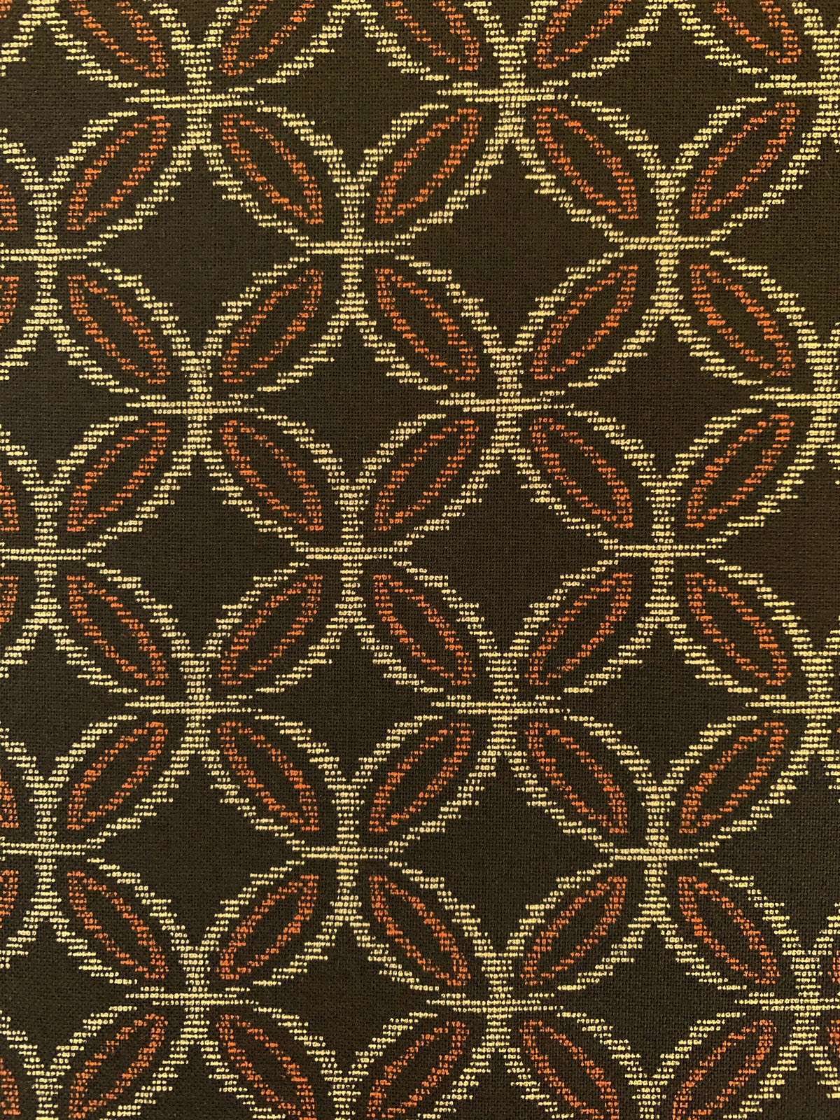 Sevenberry - Printed Ikat Kasuri Shippou Circles Cotton Fabric - Brown Orange