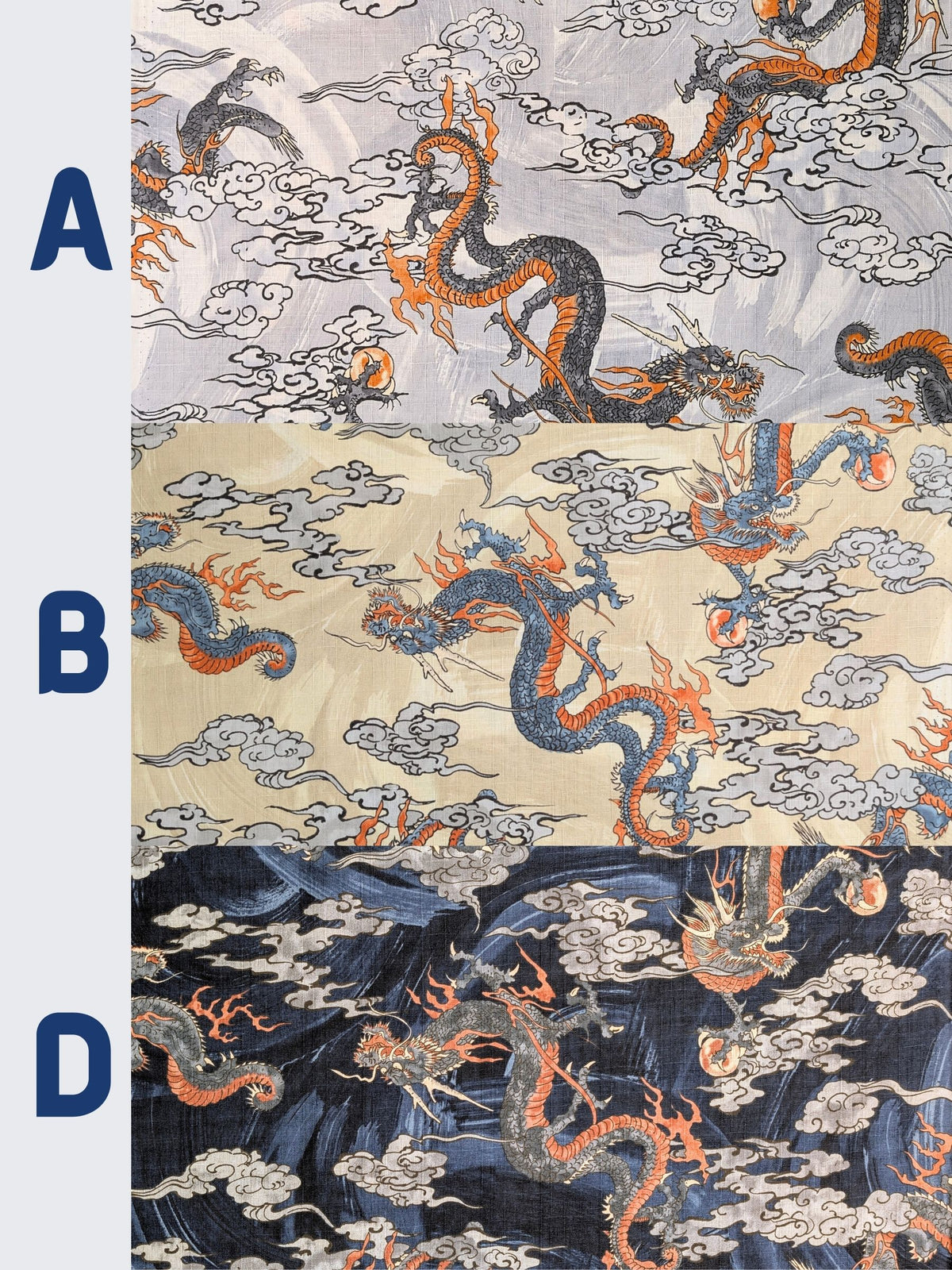 Hokkoh - Ryūjin Water Dragon Cotton Dobby Fabric - Blue