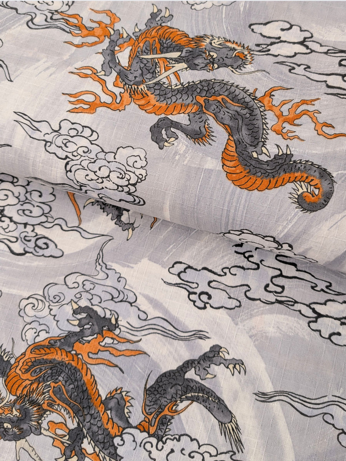 Hokkoh - Ryūjin Water Dragon Cotton Dobby Fabric - Gray