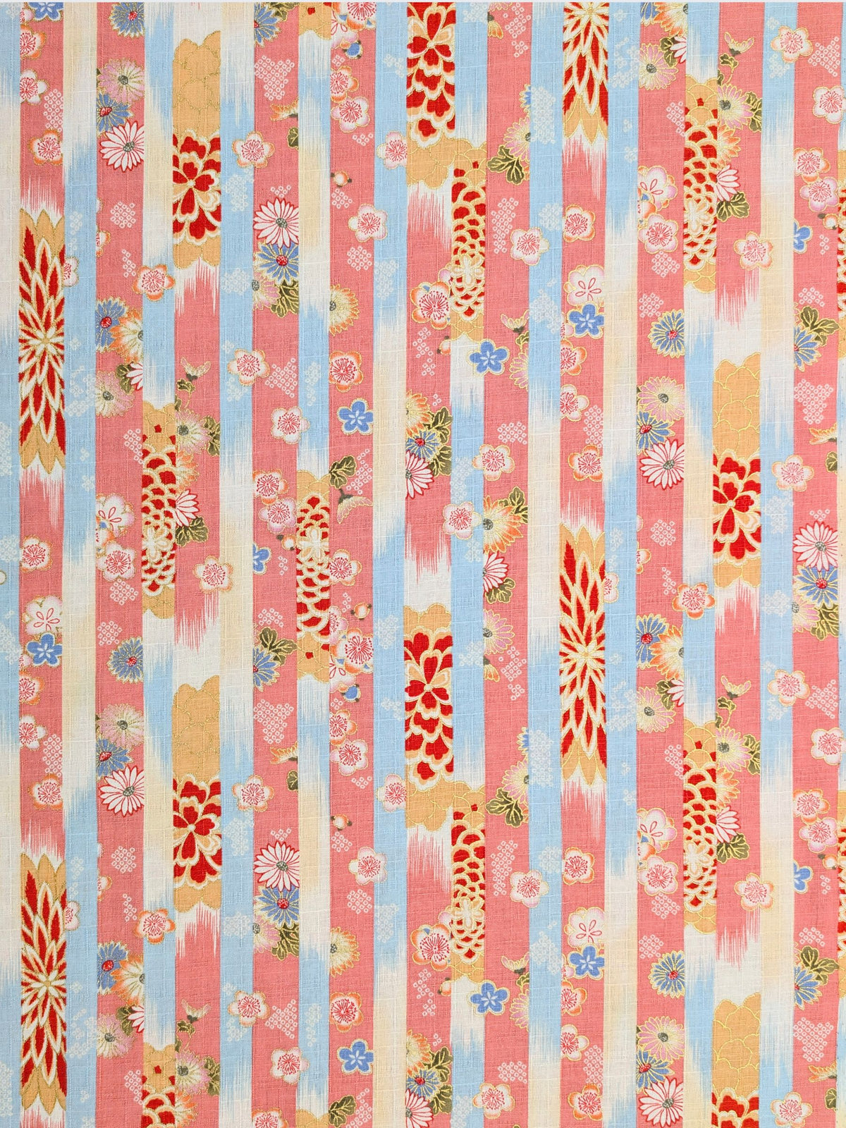 Hokkoh - Golden Wagara Stripe Cotton Dobby Fabric - Pink & Blue