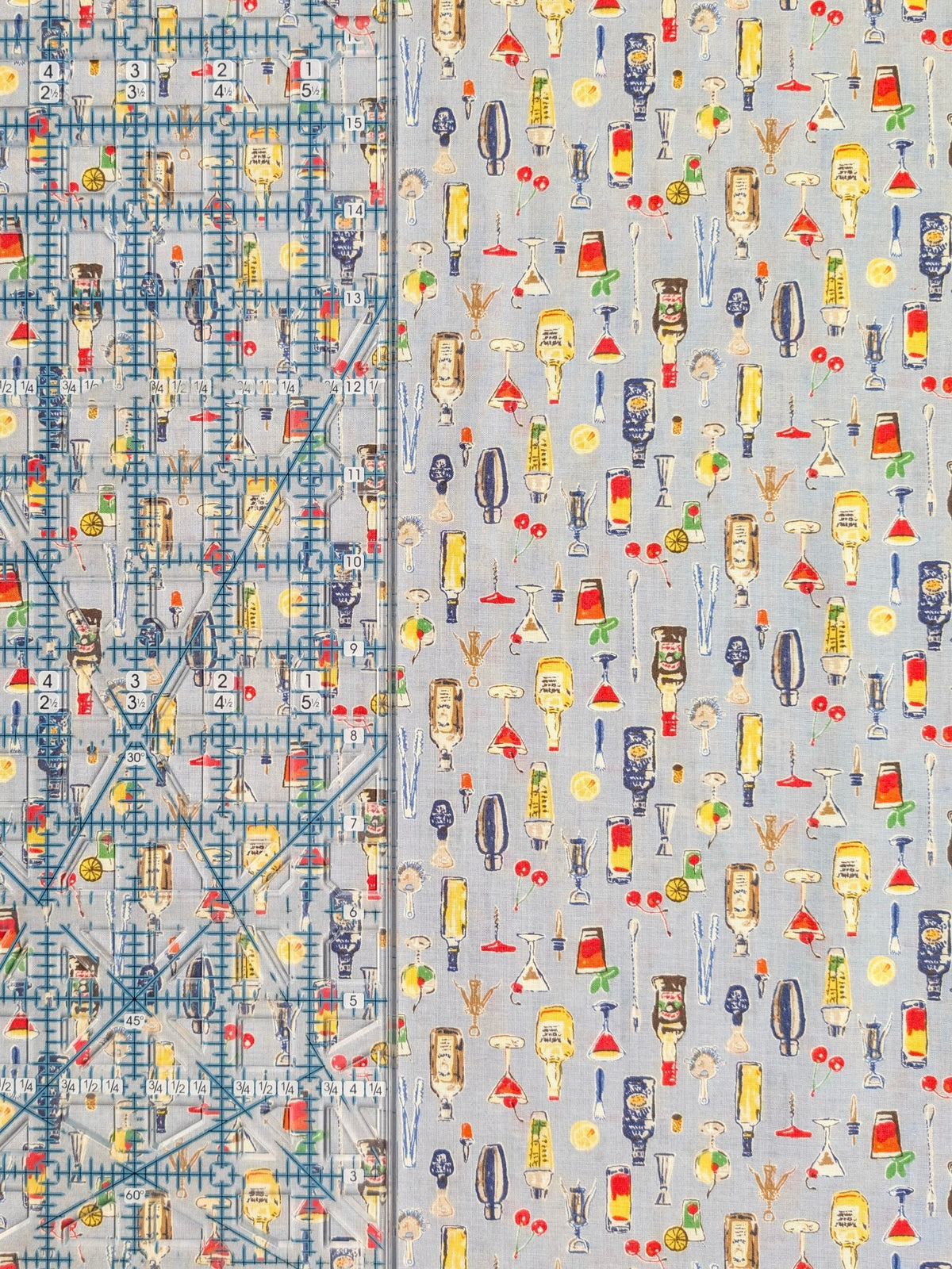 Hokkoh - Vintage Bar Cotton Lawn Fabric - Light Blue