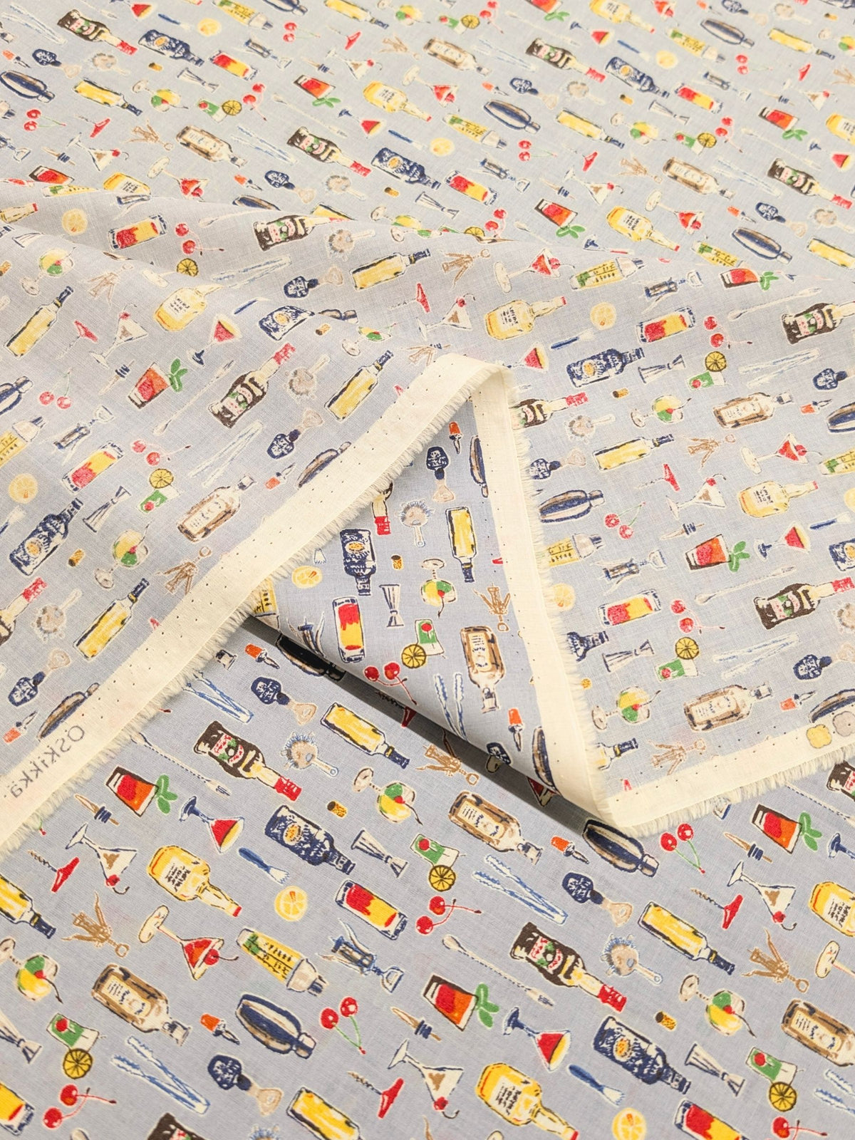 Hokkoh - Vintage Bar Cotton Lawn Fabric - Light Blue