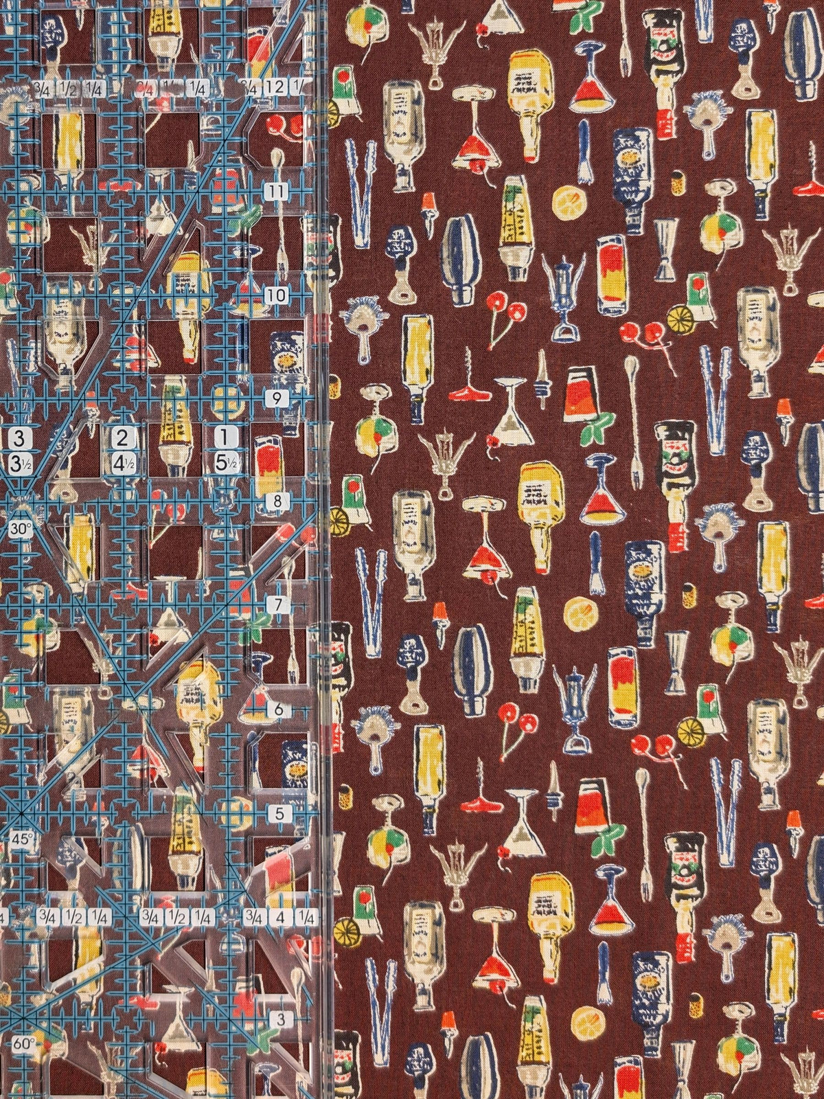 Hokkoh - Vintage Bar Cotton Lawn Fabric - Burgundy
