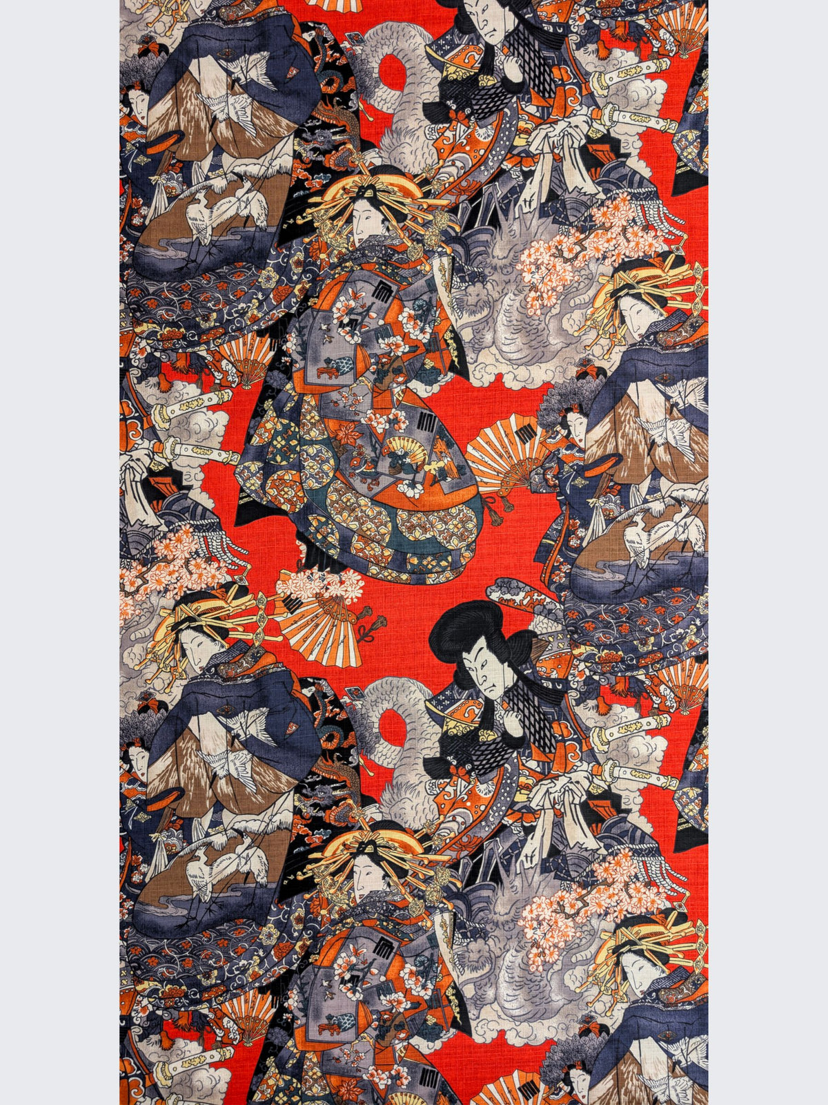 Hokkoh - Geisha & Samurai Cotton Dobby Fabric - Red