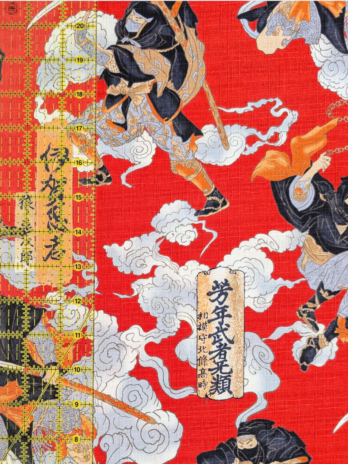 Hokkoh - Traditional Shinobi Cotton Dobby Fabric - Red