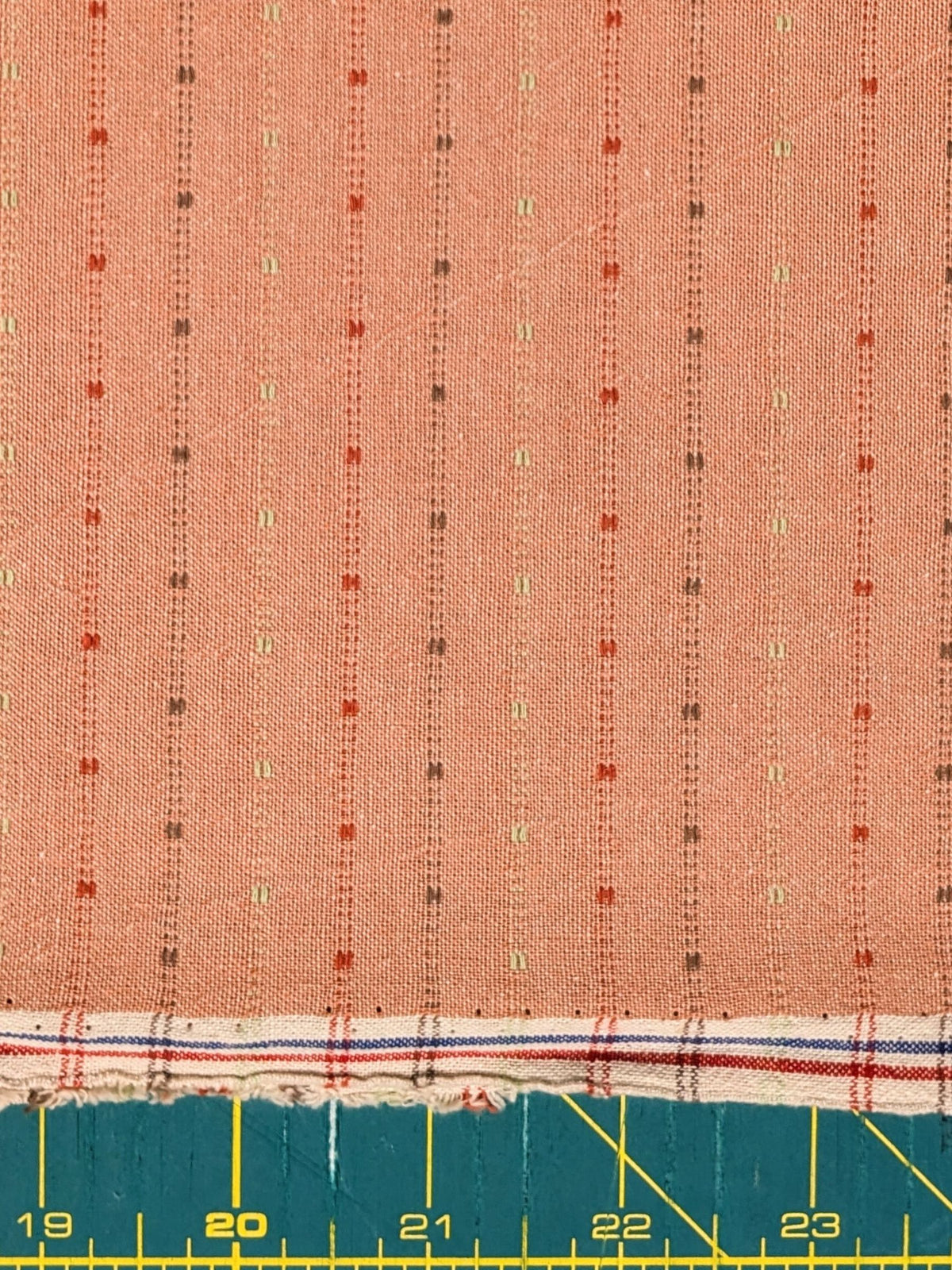 Textile Pantry - Lined Yarn Dyed Cotton Taupe Fabric - Pink