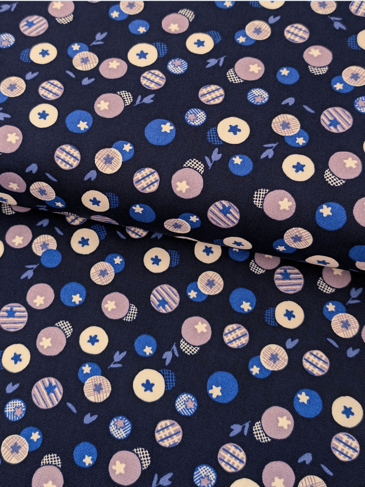 Koizumi - Summer Blueberries Cotton Oxford Fabric - Navy Blue