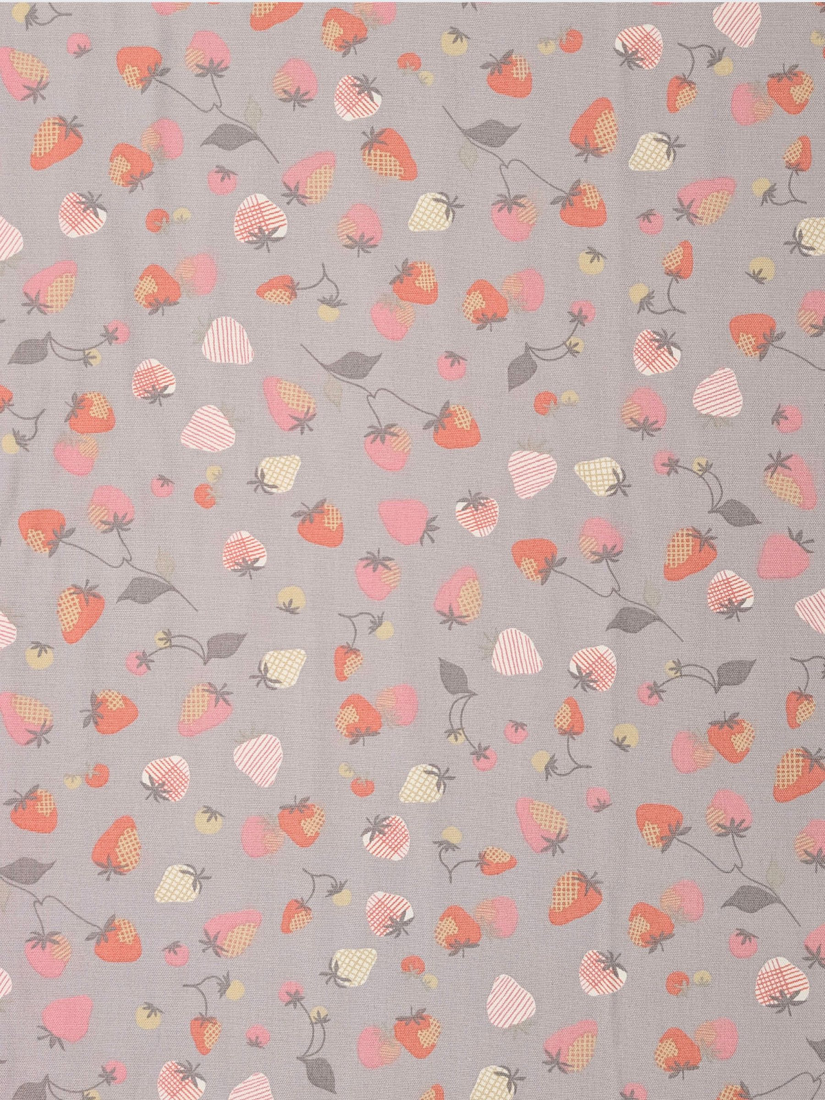 Koizumi - Summer Strawberries Cotton Oxford Fabric - Gray
