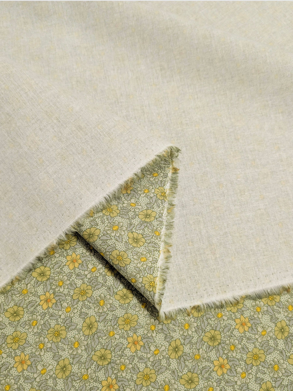 Textile Pantry - Tiny Flowers & Dots Cotton Sheeting Fabric - Green REMNANT