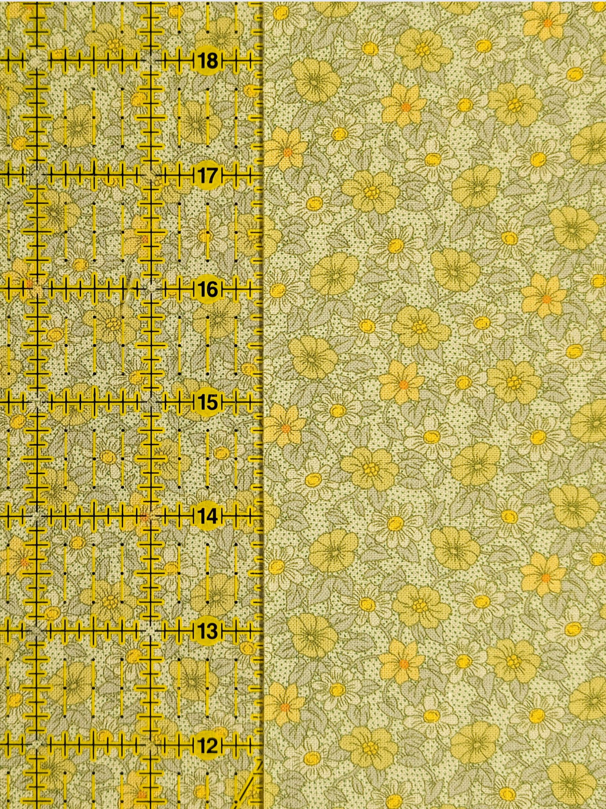 Textile Pantry - Tiny Flowers & Dots Cotton Sheeting Fabric - Green REMNANT