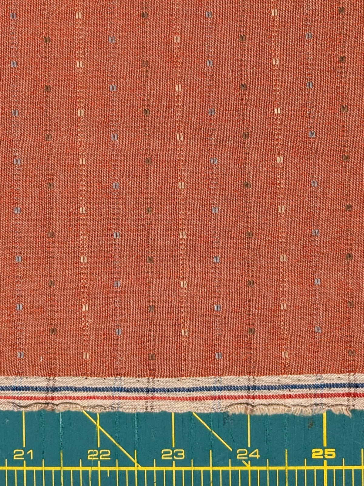 Textile Pantry - Lined Yarn Dyed Cotton Taupe Fabric - Red
