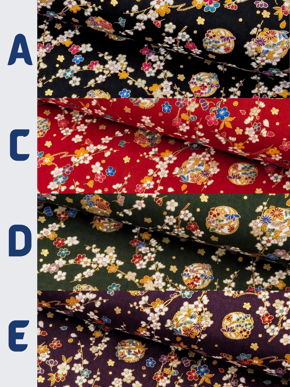 Naka - Metallic Cherry Blossom Circles Cotton Sheeting Fabric - Red
