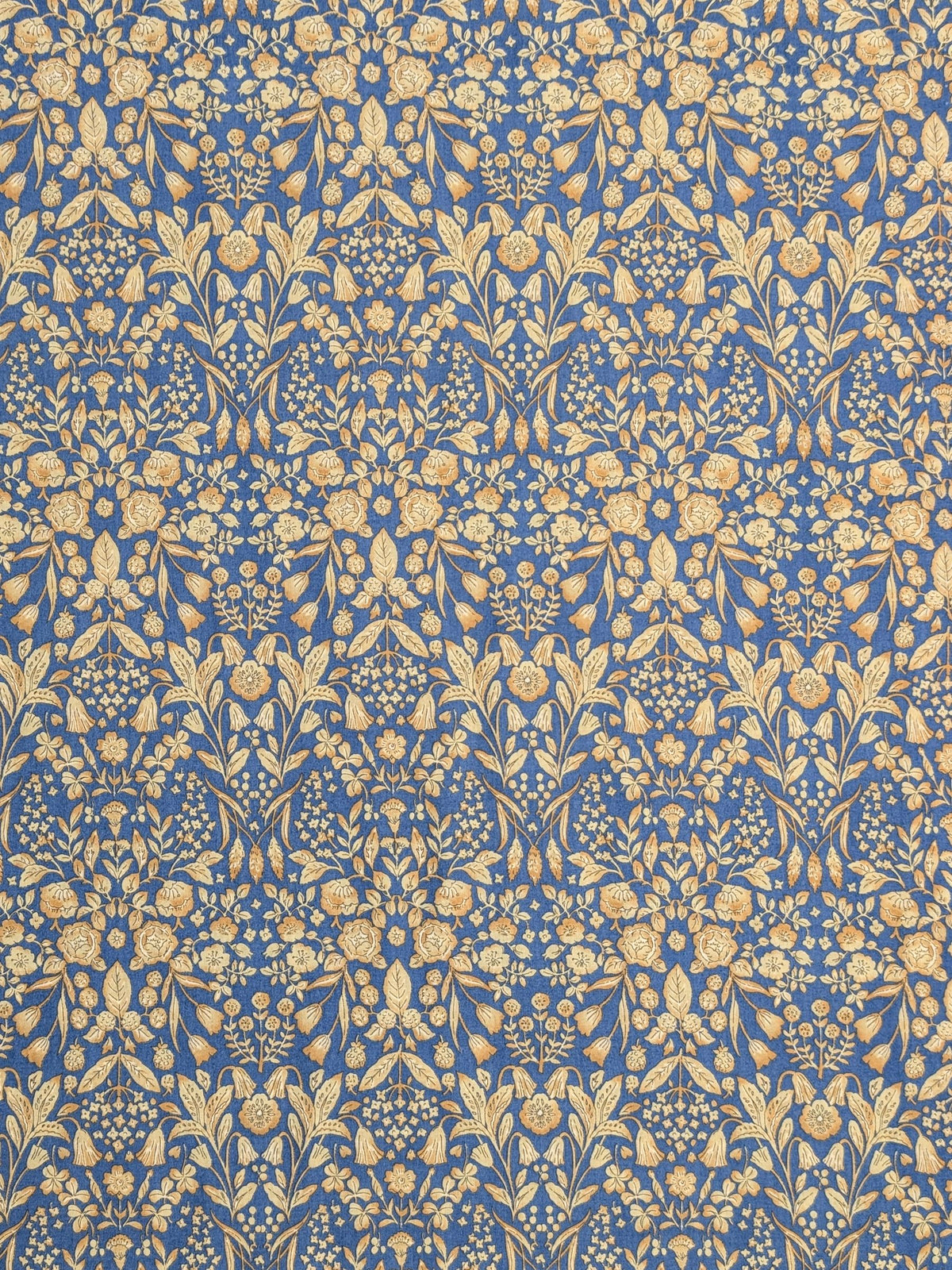 Hokkoh - Mirrored Two-Tone Flowers Cotton Lawn Fabric - Blue & Yellow