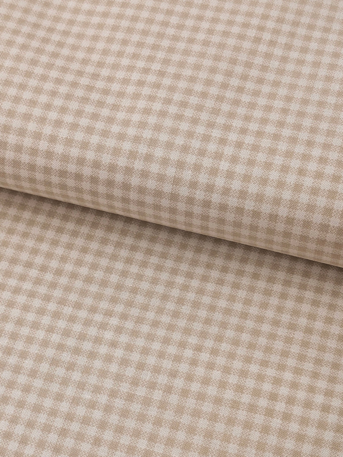 Yuwa - Small Scale Printed Gingham Shirting Cotton Fabric - Beige