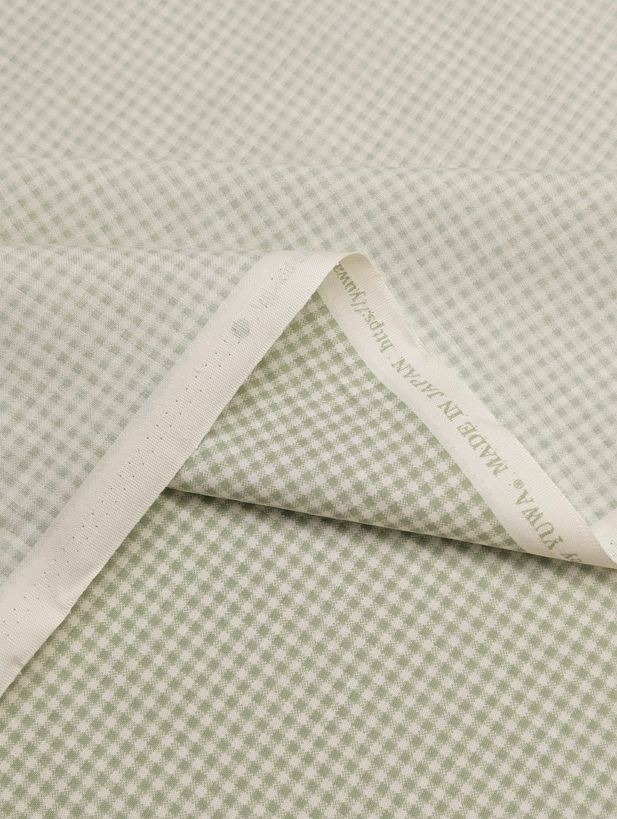 Yuwa - Small Scale Printed Gingham Shirting Cotton Fabric - Green