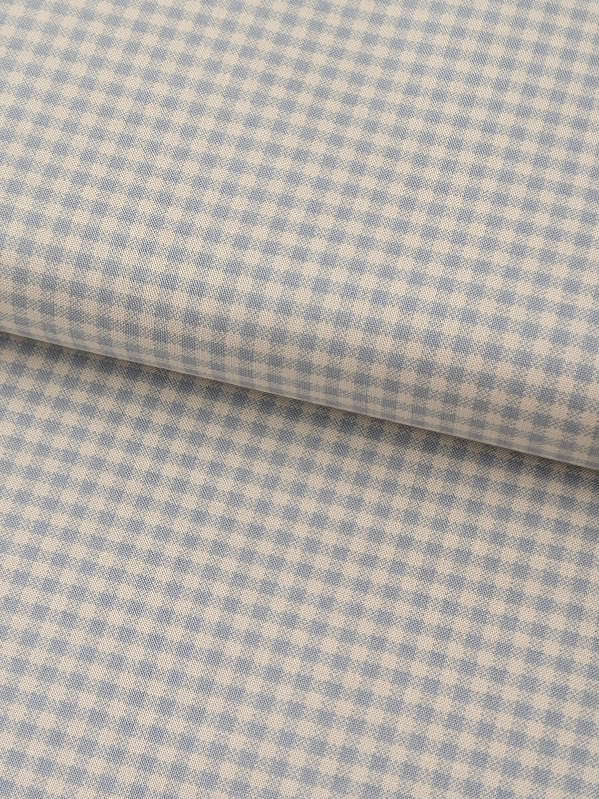 Yuwa - Small Scale Printed Gingham Shirting Cotton Fabric - Blue