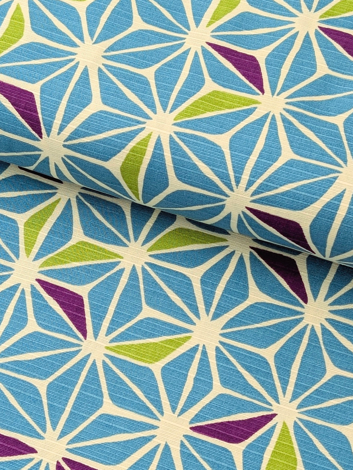 Sevenberry - Asanoha Cotton Shantung Japanese Fabric - White & Blue