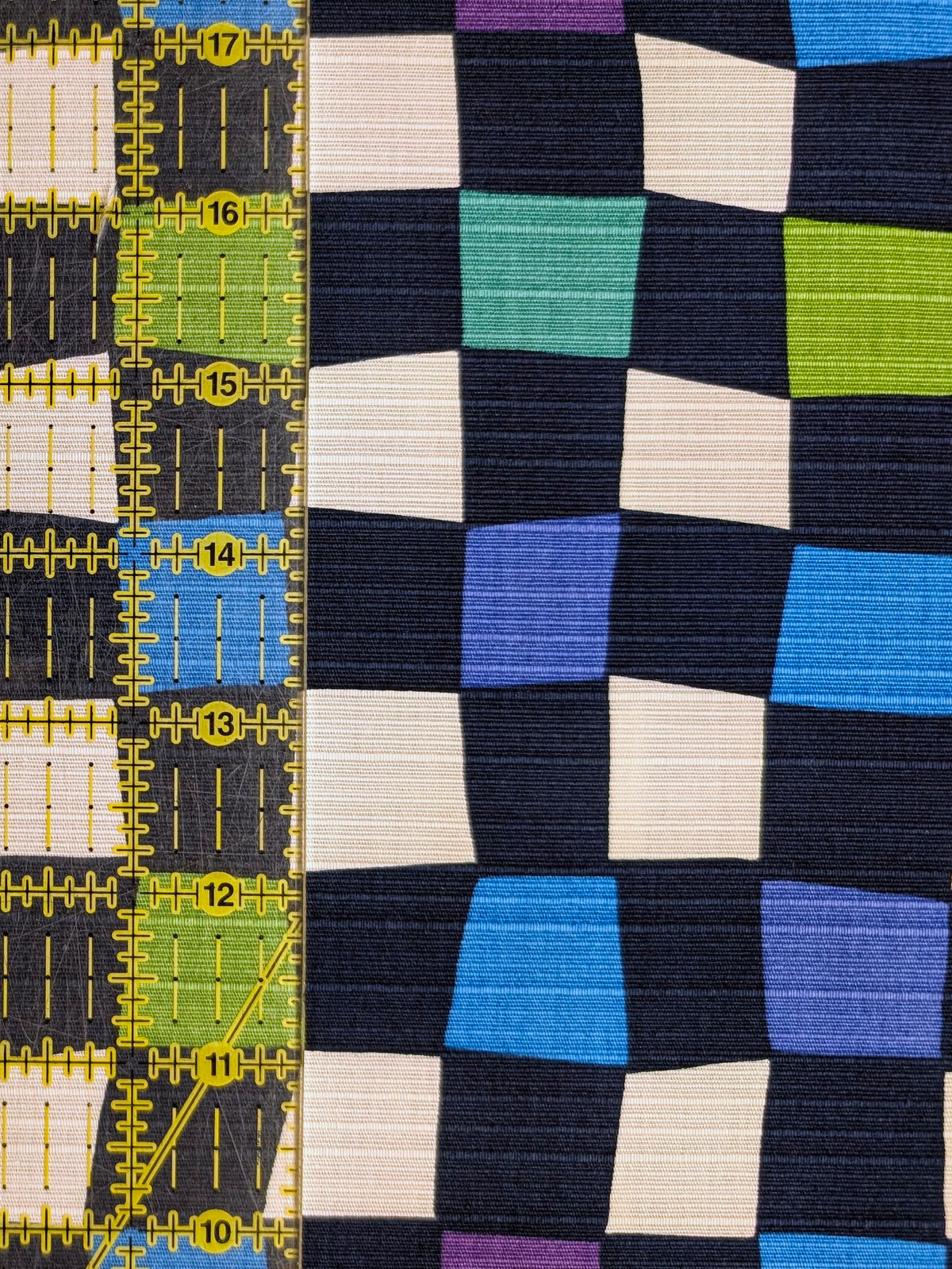 Sevenberry - Checkerboard Cotton Shantung Japanese Fabric - Beige & Blue