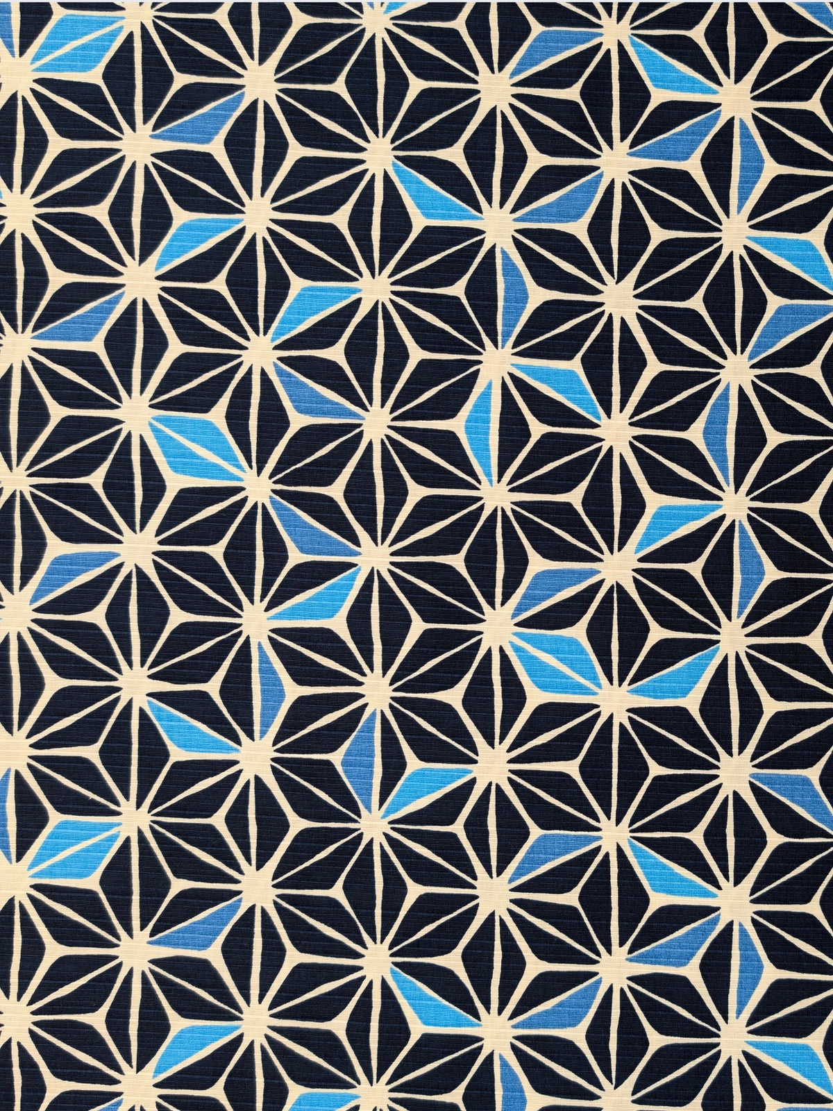 Sevenberry - Asanoha Cotton Shantung Fabric - Beige & Blue