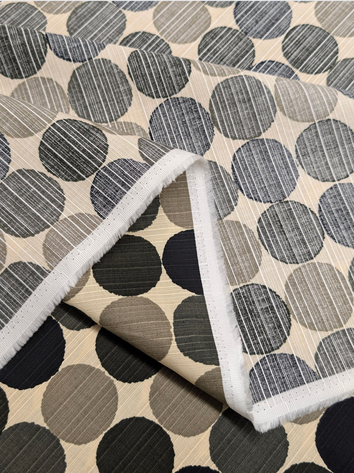 Sevenberry - Circles Cotton Shantung Fabric - Black & Gray
