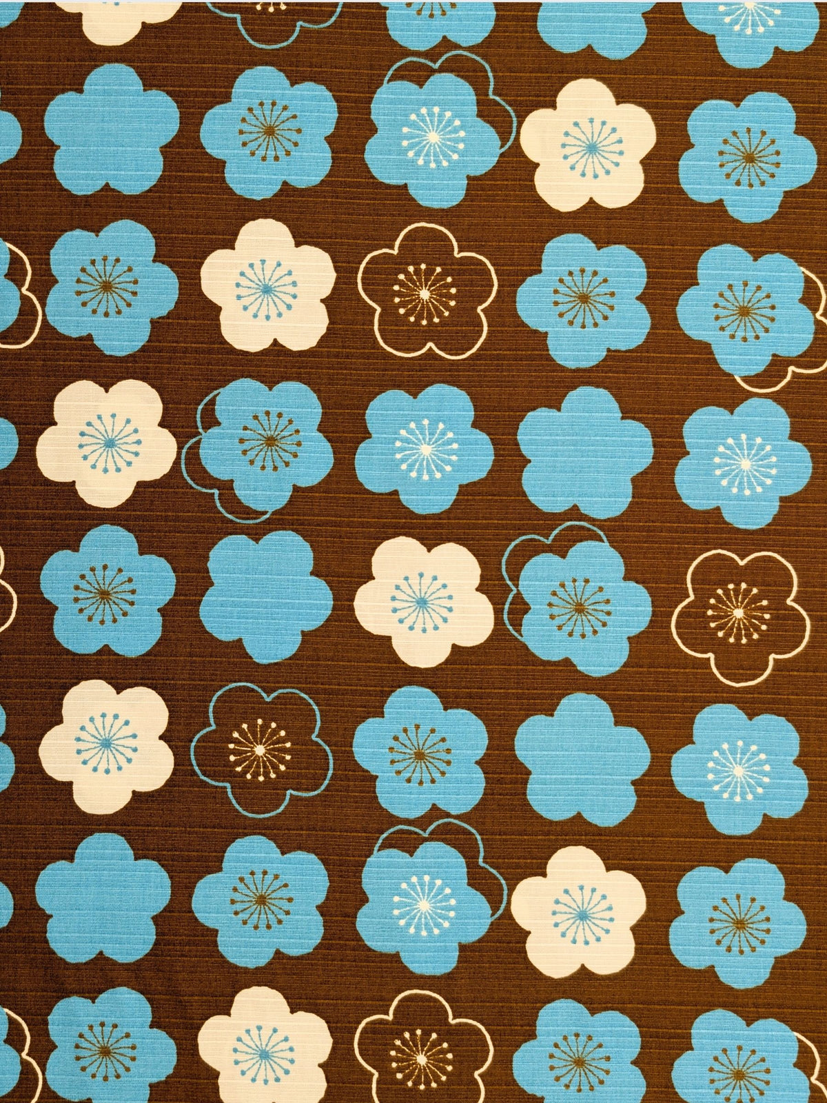 Sevenberry - Plum Blossom Cotton Shantung Fabric - Brown & Blue