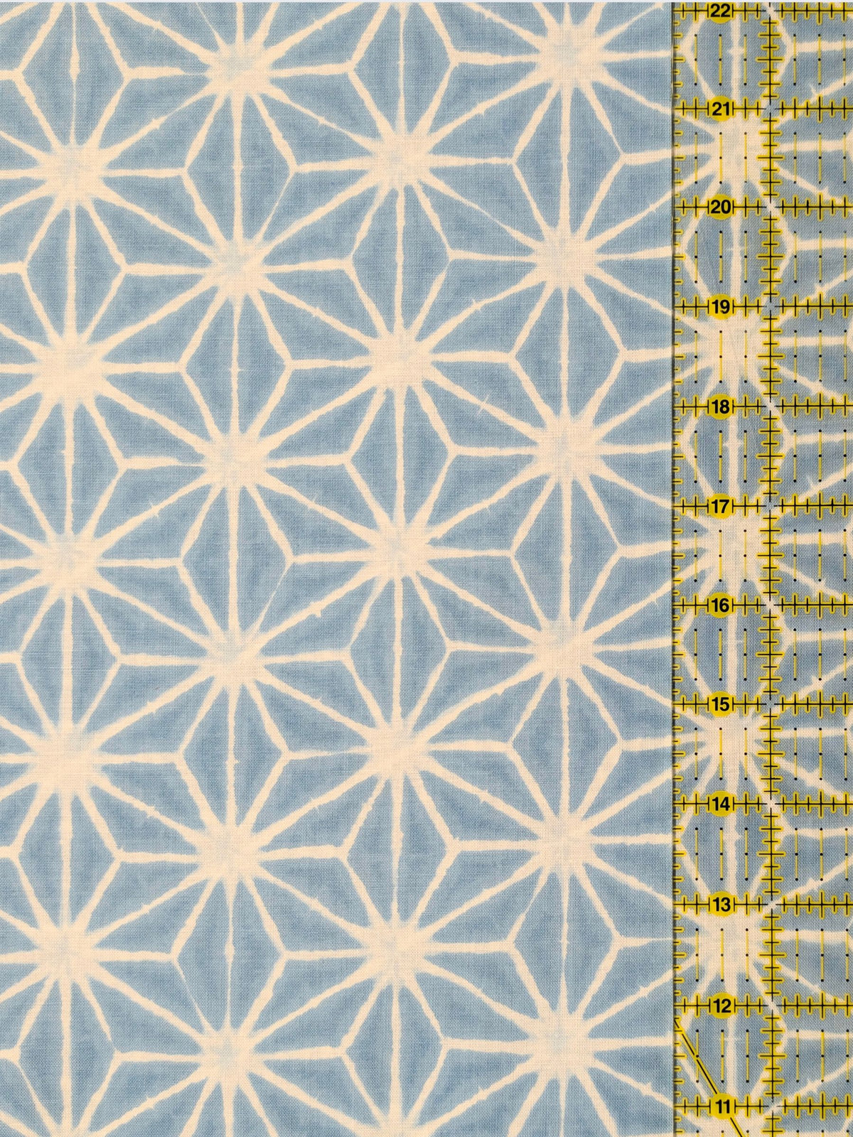Sevenberry - Asanoha Shibori Printed Cotton Sheeting Fabric - Light Blue & White