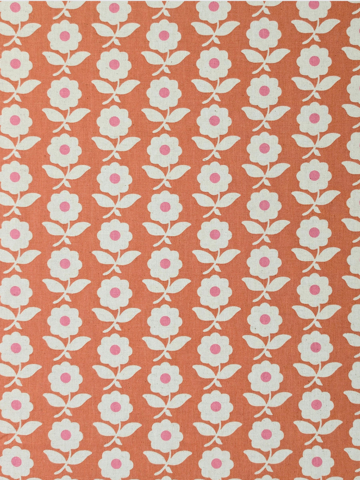 Sevenberry - Scandinavian Flowers Cotton/Linen Light Canvas Fabric - Coral Pink
