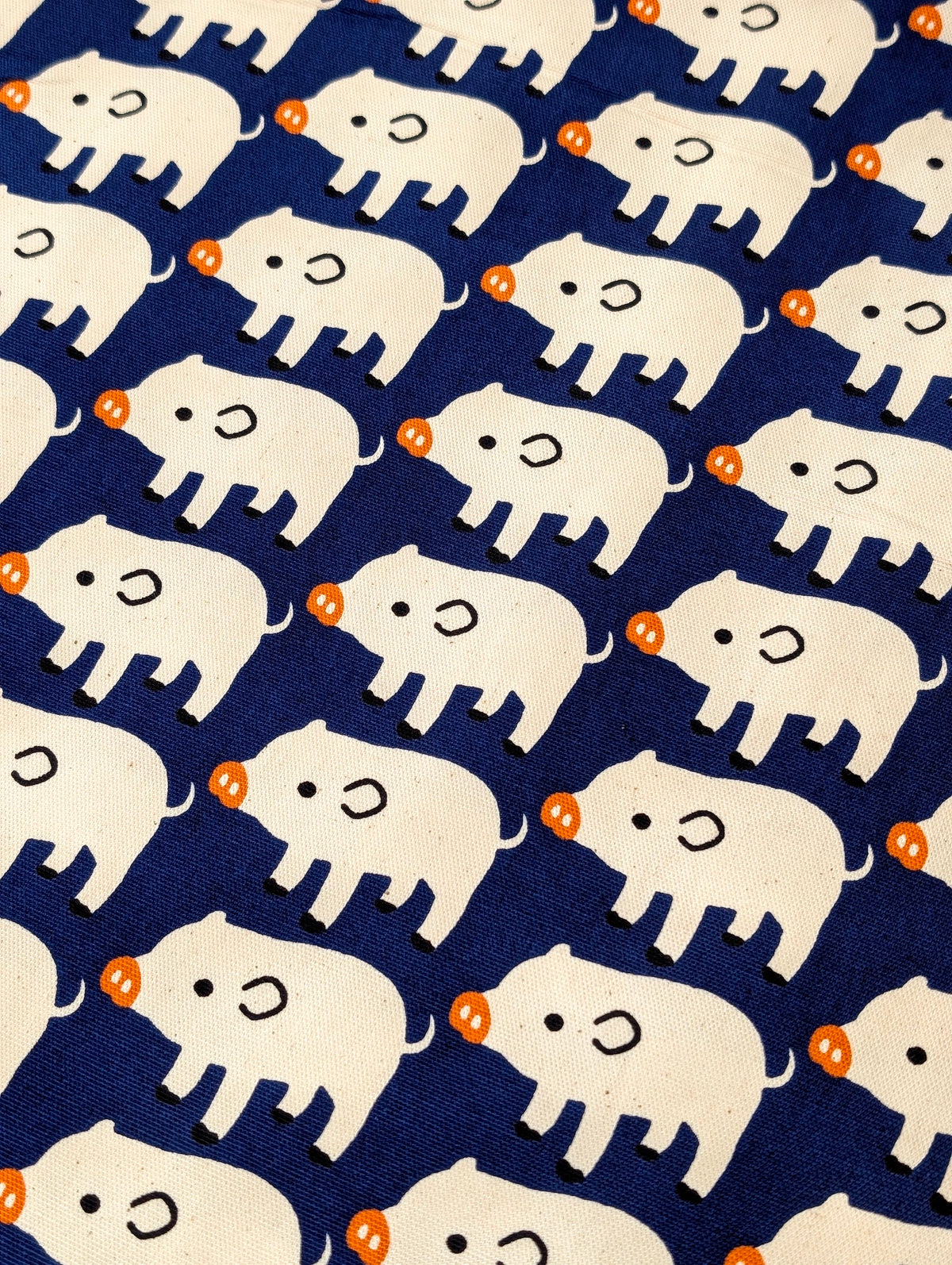 Sevenberry - Wee Piggies Oxford Canvas Cotton Fabric - Navy Blue