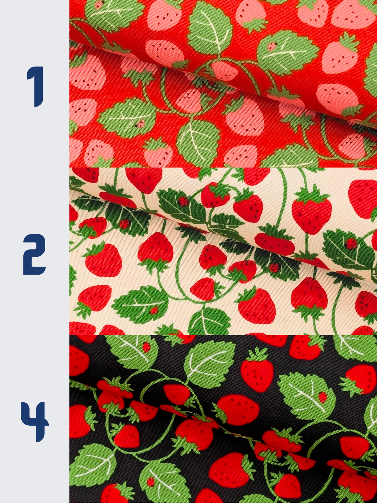 Sevenberry - Vining Strawberries Oxford Canvas Cotton Fabric - Red & Black