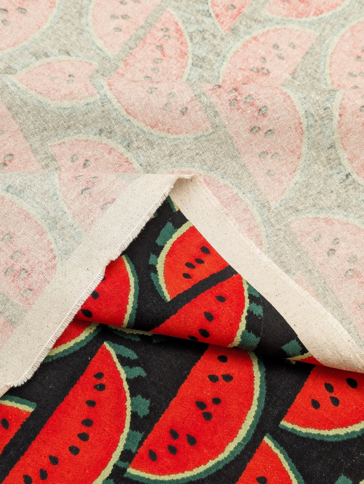 Sevenberry - Watermelon Slices Cotton Linen Oxford Canvas - Black