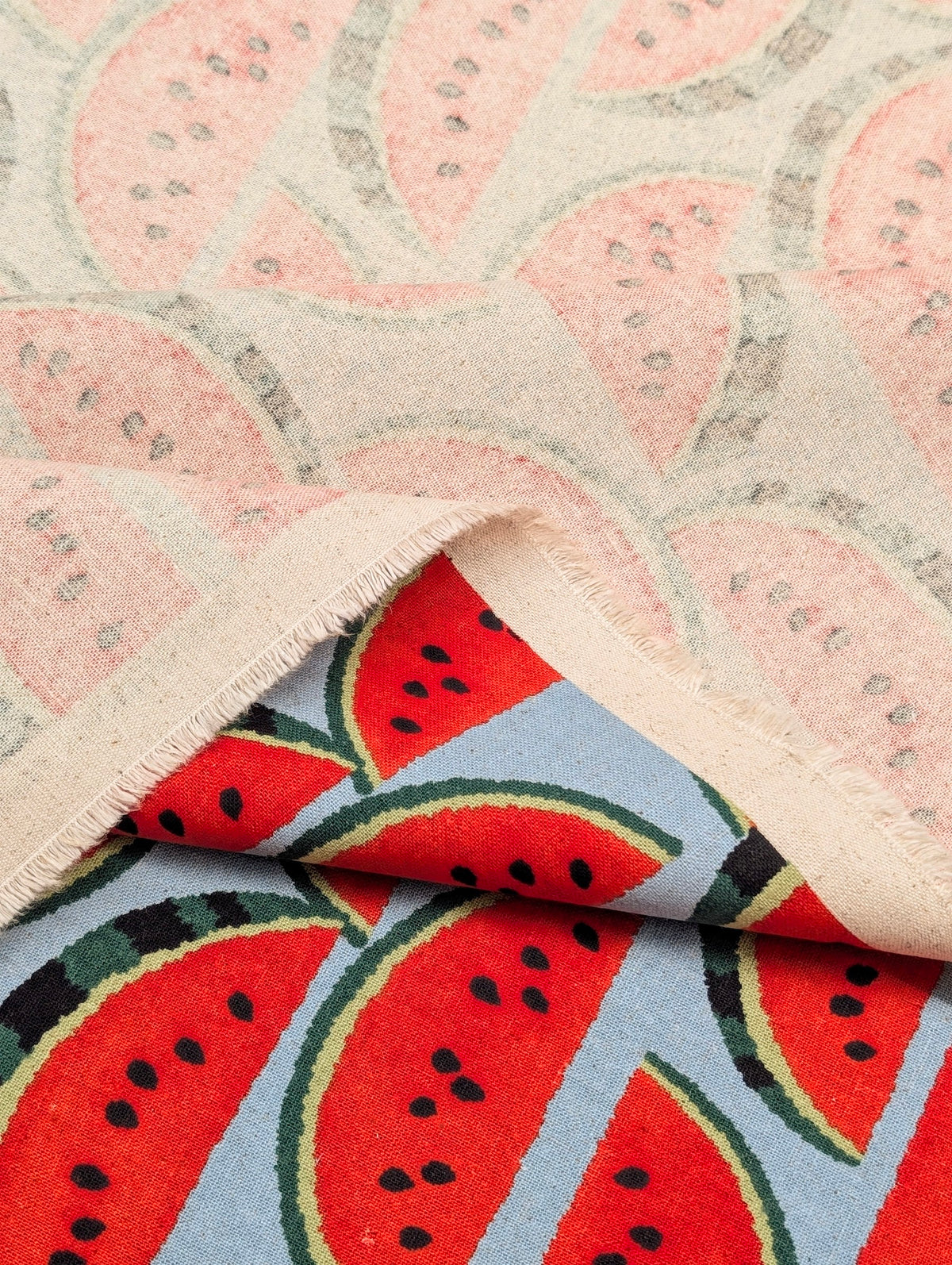 Sevenberry - Watermelon Slices Cotton Linen Oxford Canvas - Blue