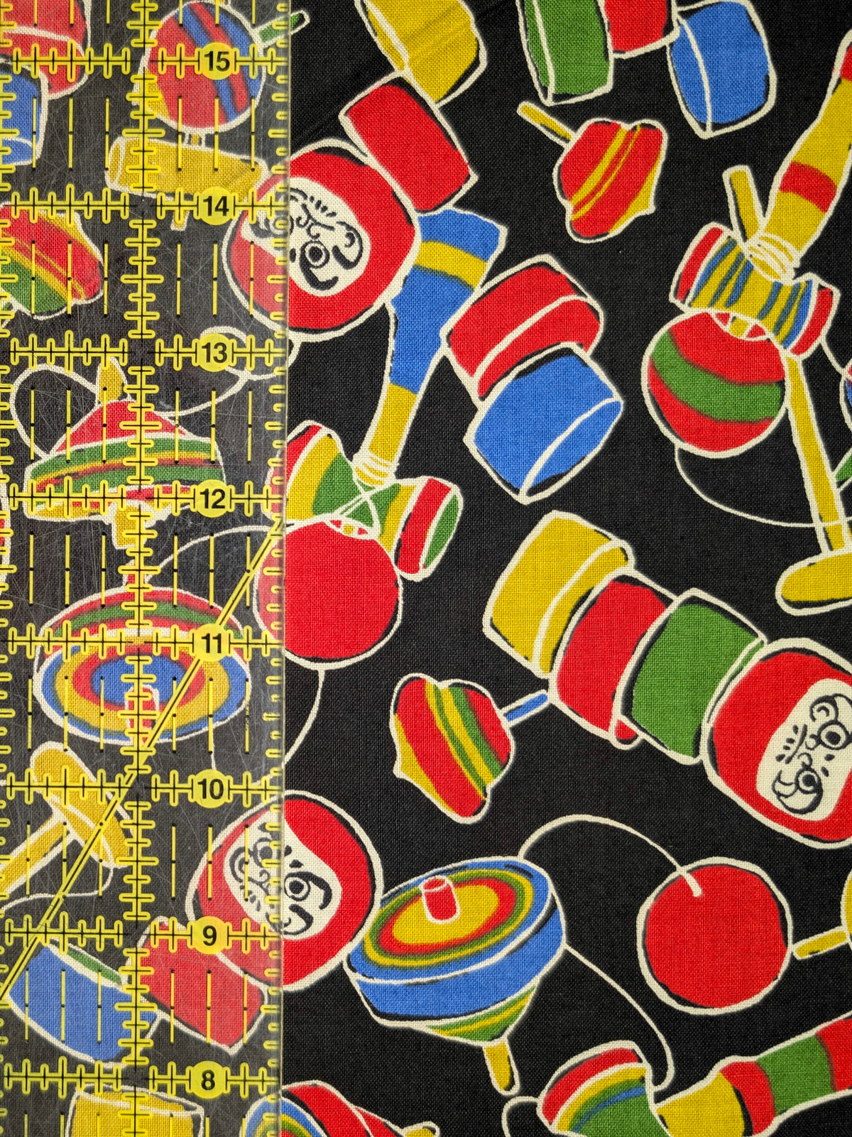 Sevenberry - Daruma Toy Box Block Print Cotton Shirting Fabric - Black
