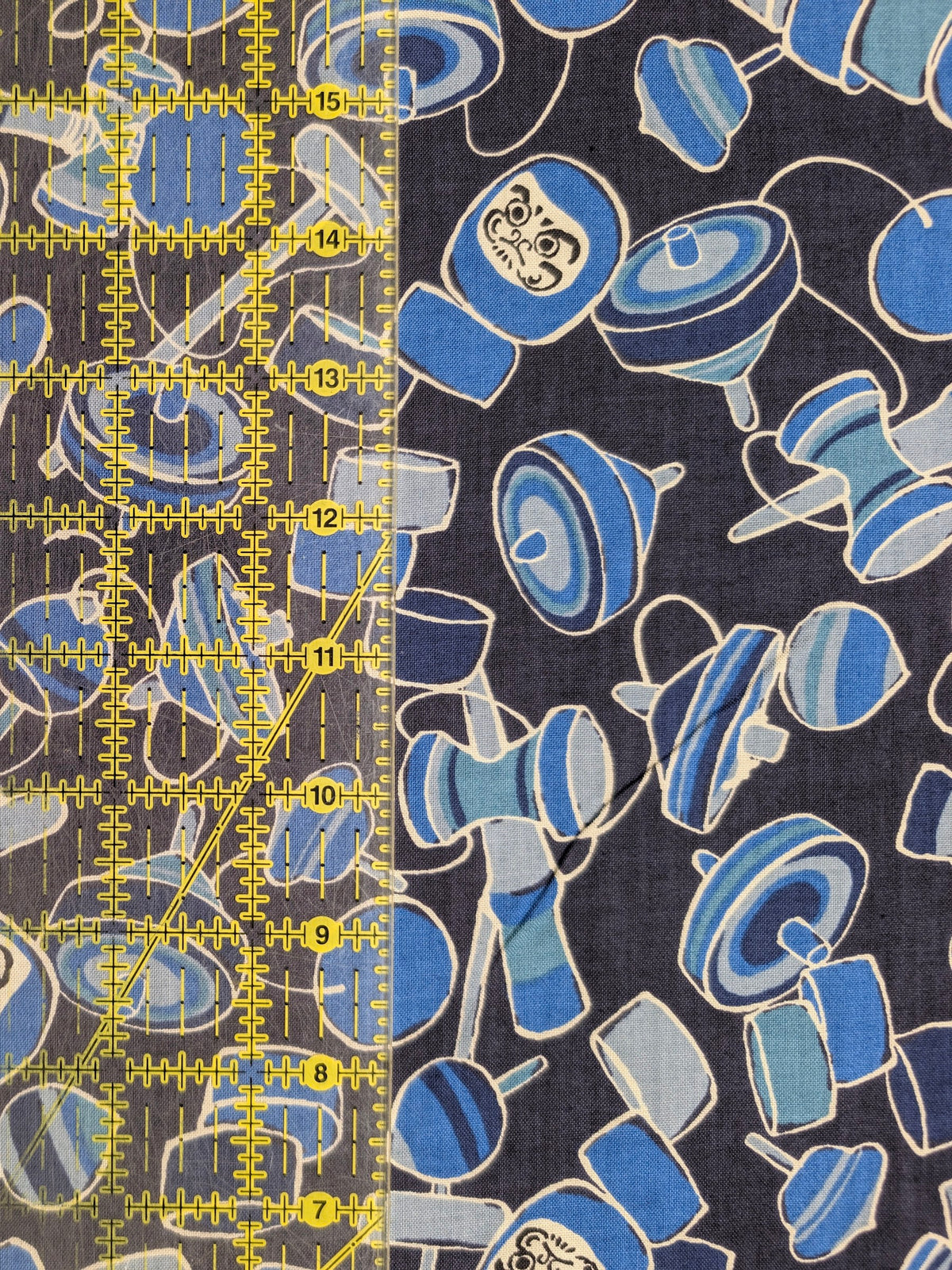 Sevenberry - Daruma Toy Box Block Print Cotton Shirting Fabric - Blue