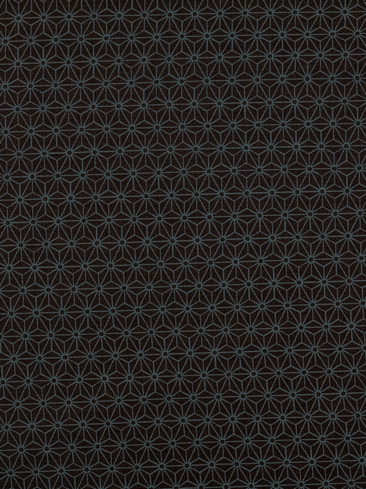Sevenberry - Small Asanoha Stars Cotton Sheeting Fabric - Dark Blue and Black