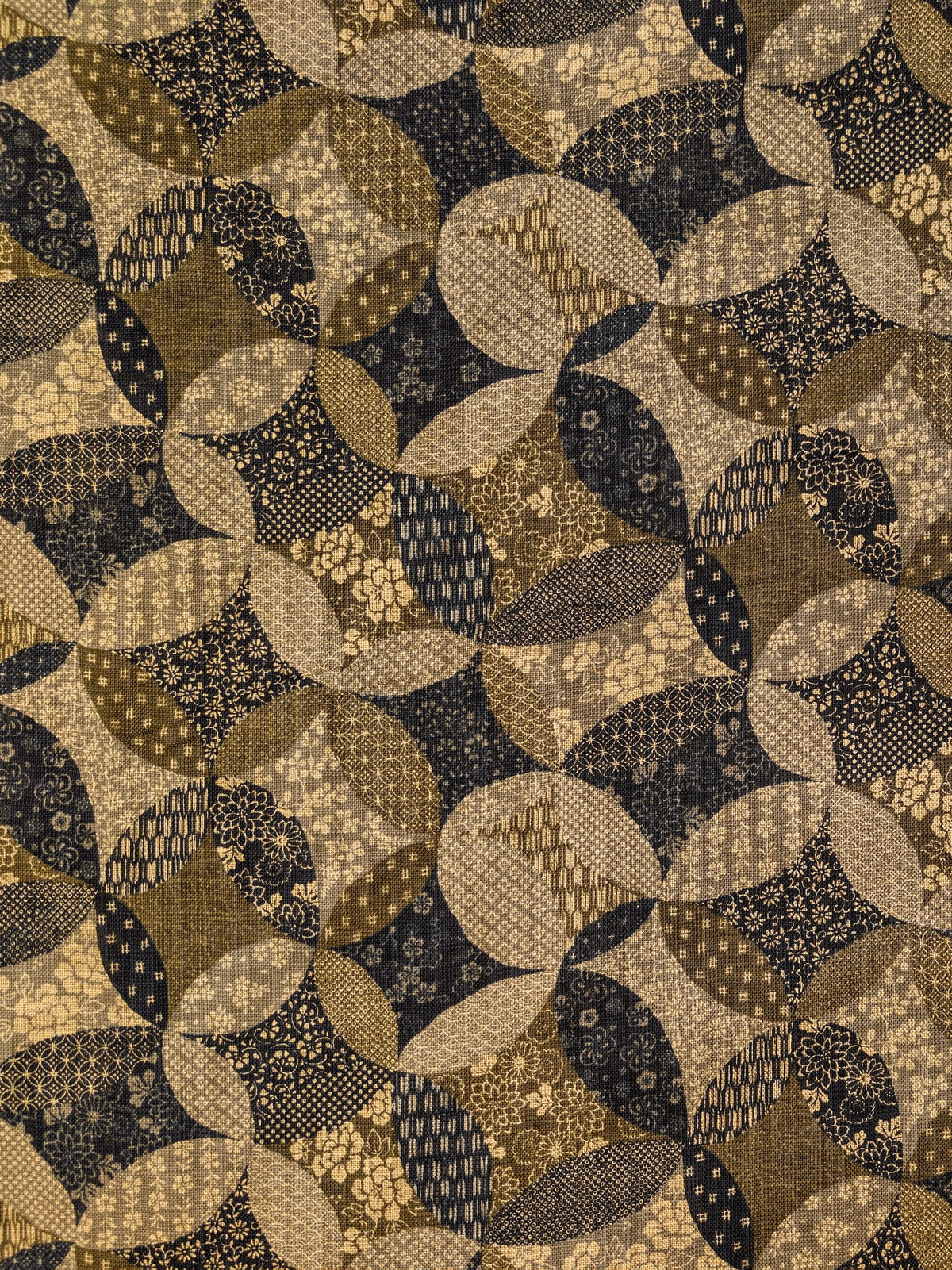 Sevenberry - Patchwork Shippo Rustic Weave Cotton Japanese Fabric - Brown