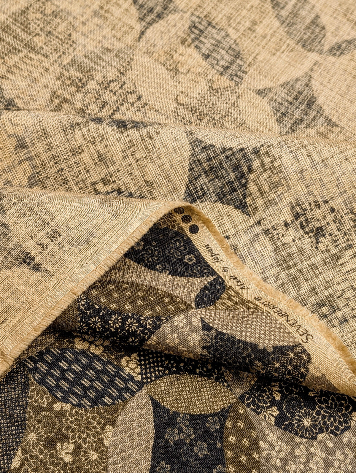 Sevenberry - Patchwork Shippo Rustic Weave Cotton Japanese Fabric - Brown