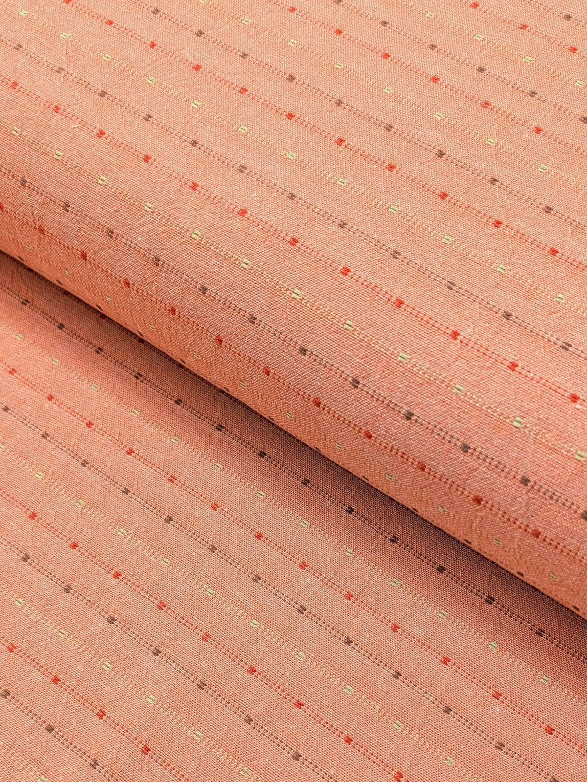 Textile Pantry - Lined Yarn Dyed Cotton Taupe Fabric - Pink