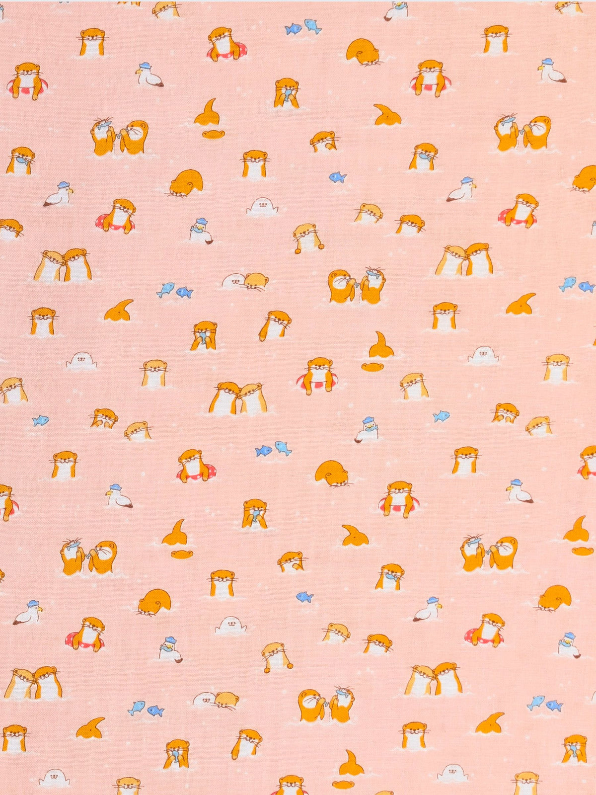 Cosmo - Little Otters Cotton Double Gauze Fabric - Pink