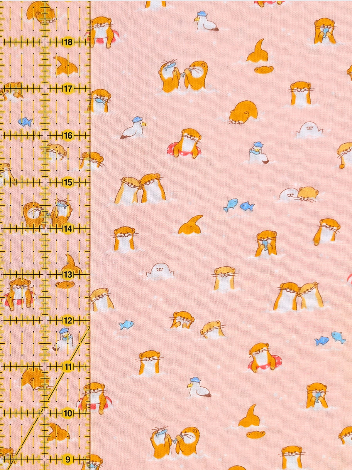 Cosmo - Little Otters Cotton Double Gauze Fabric - Pink