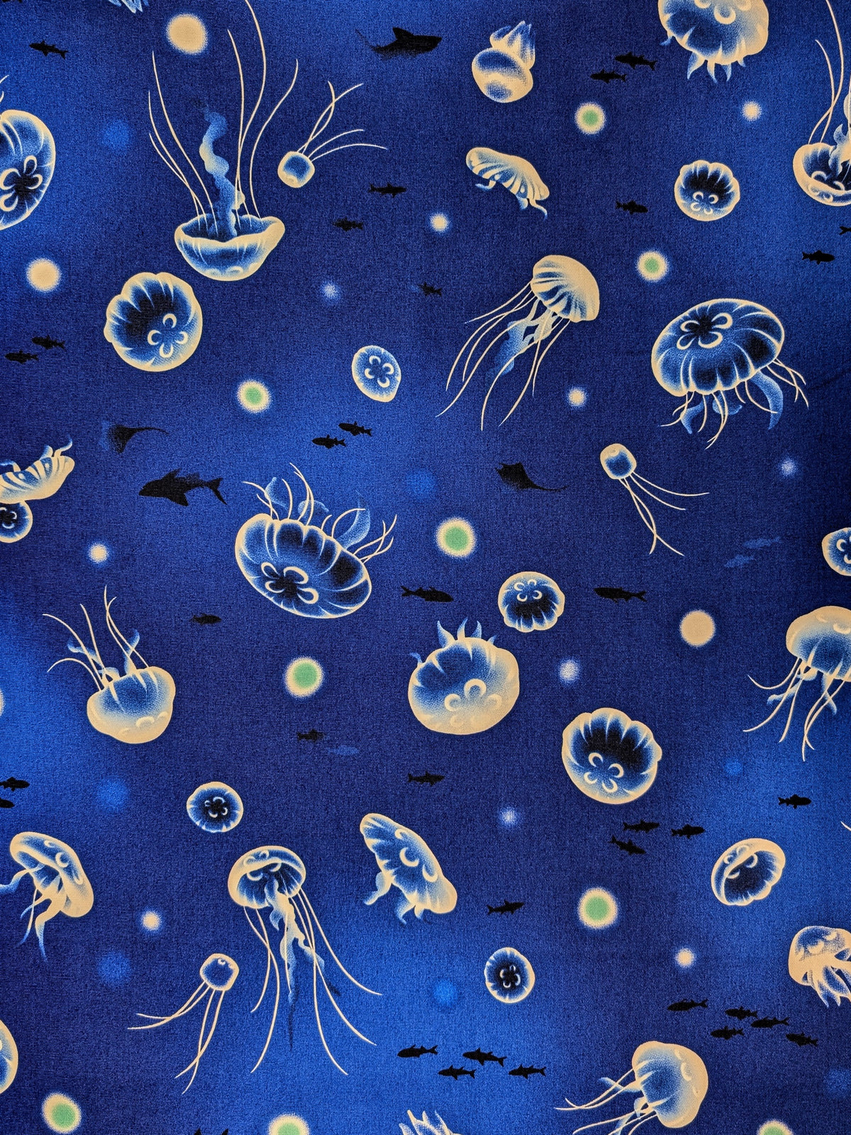 Cosmo - Flowing Jellyfish Cotton Oxford Fabric - Dark Blue