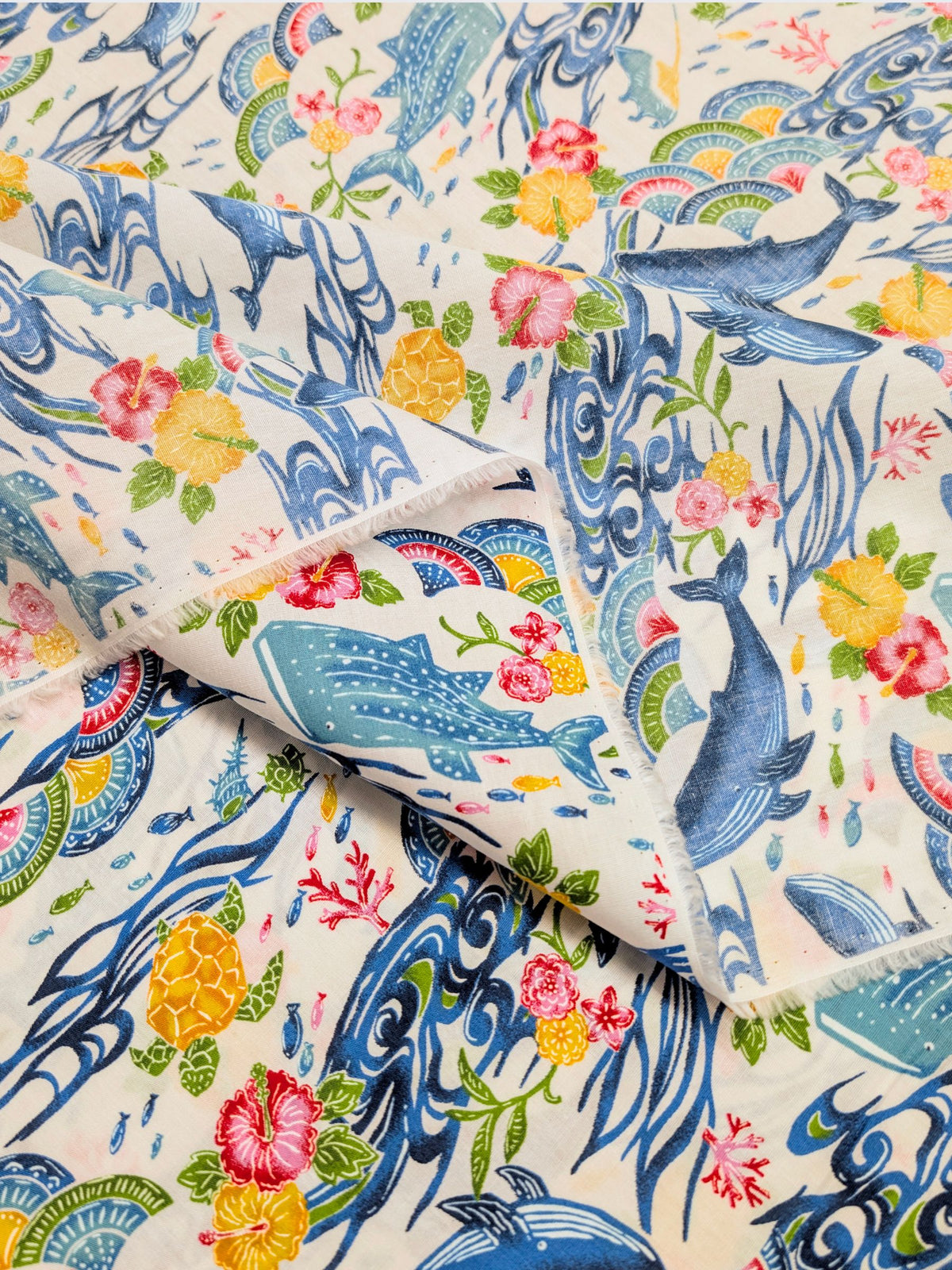 Cosmo - Underwater Paradise Cotton Broadcloth Fabric - White