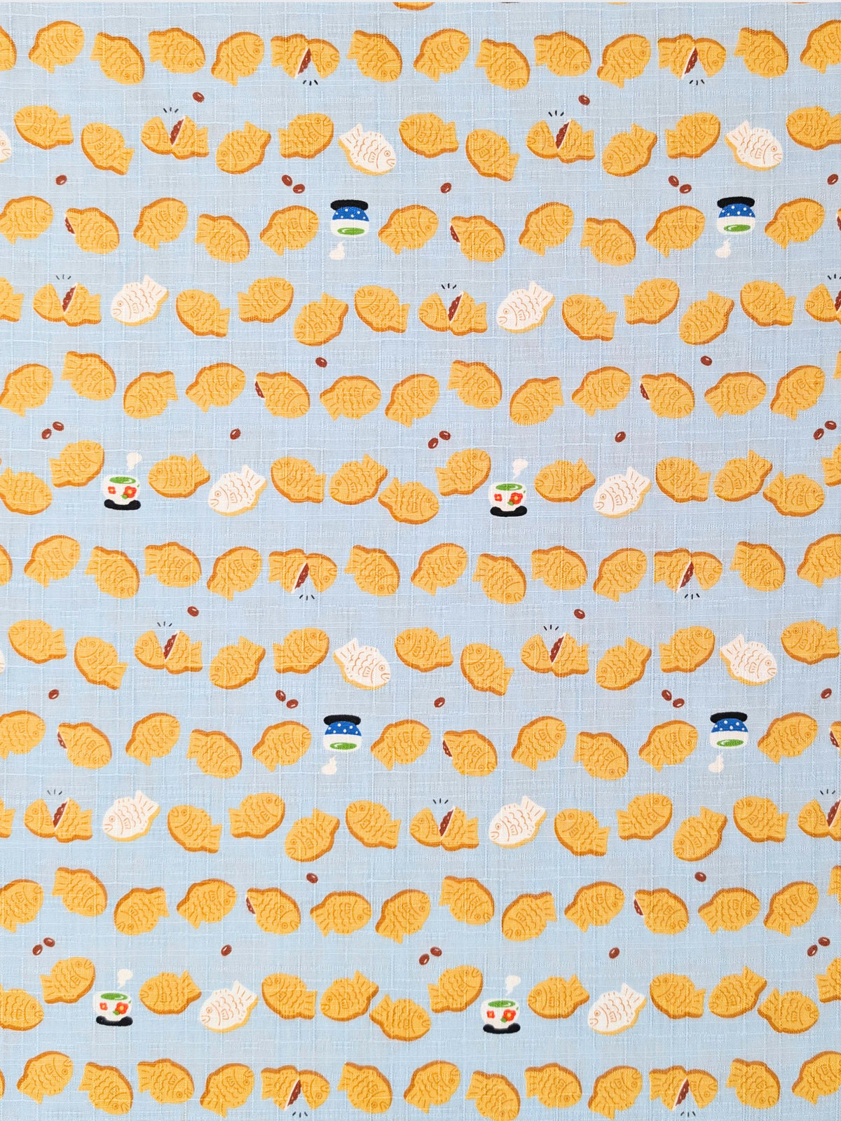 Cosmo - Taiyaki Tea Time Cotton Dobby Fabric - Light Blue