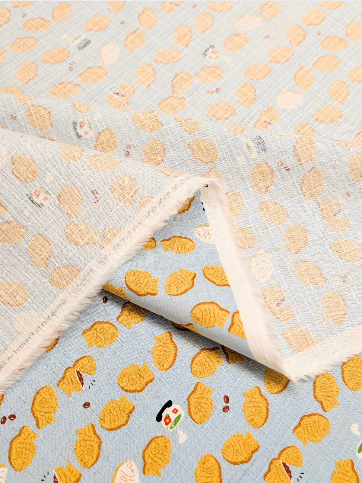Cosmo - Taiyaki Tea Time Cotton Dobby Fabric - Light Blue