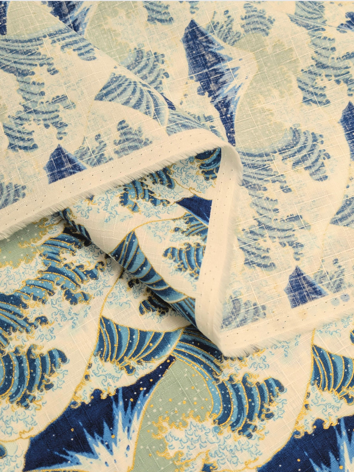 Cosmo - Golden Ocean Mountain Cotton Dobby Fabric - Blue & Green