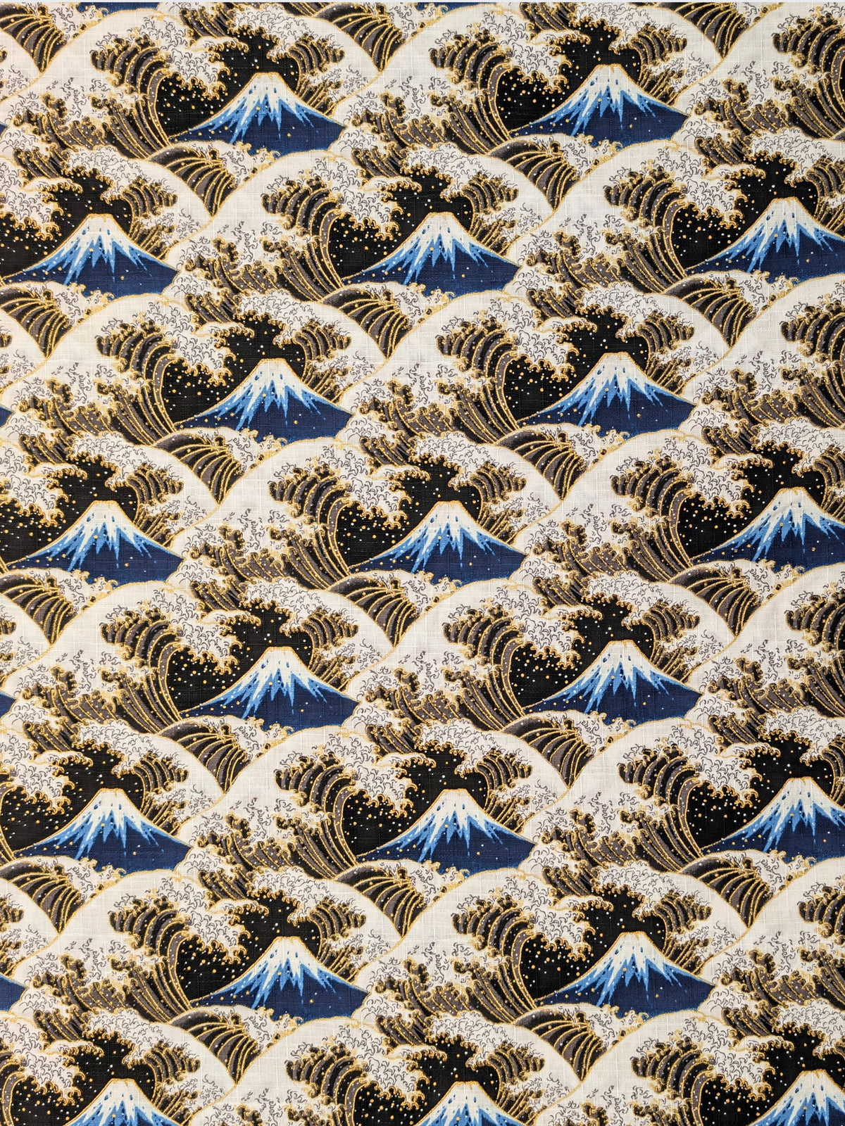 Cosmo - Golden Ocean Mountain Cotton Dobby Fabric - Navy & Black