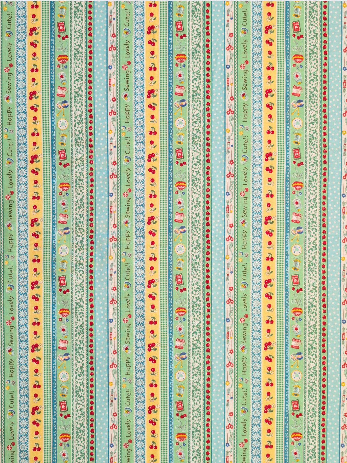 Yuwa - Cute Crafting Stripes Cotton Sheeting Fabric - Green