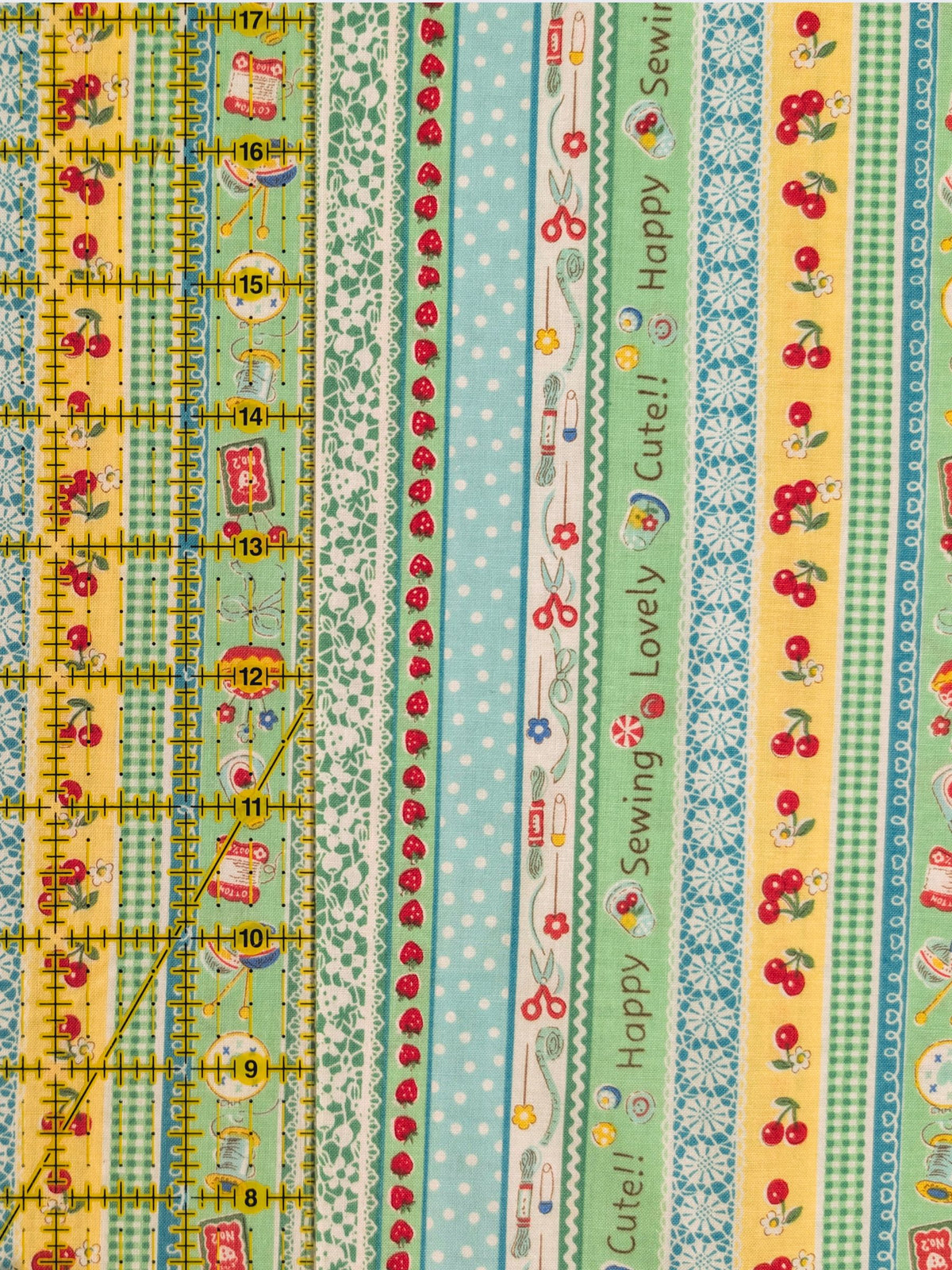 Yuwa - Cute Crafting Stripes Cotton Sheeting Fabric - Green