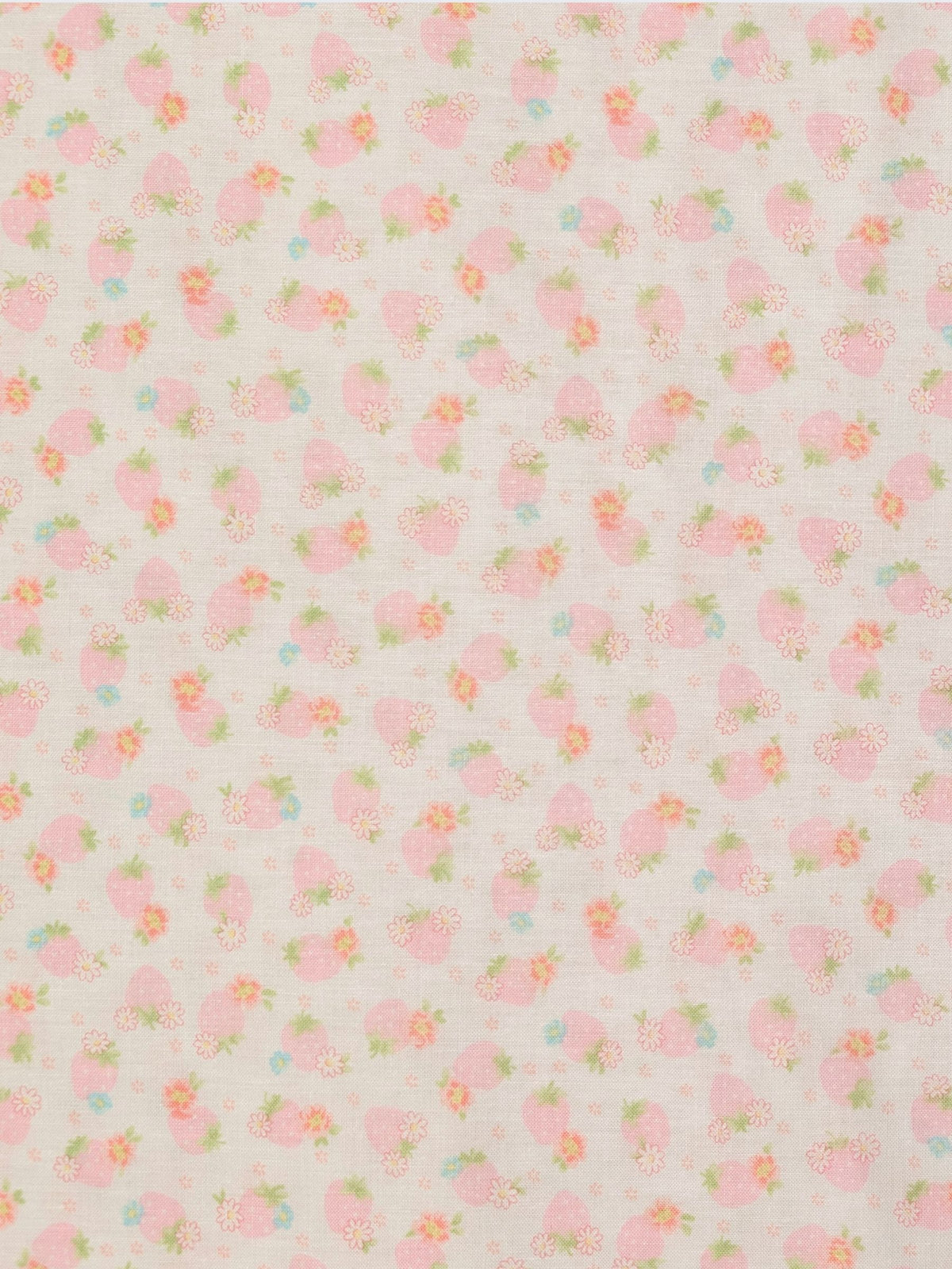 Yuwa - Soft Sweet Strawberries Cotton Sheeting Fabric - Pink
