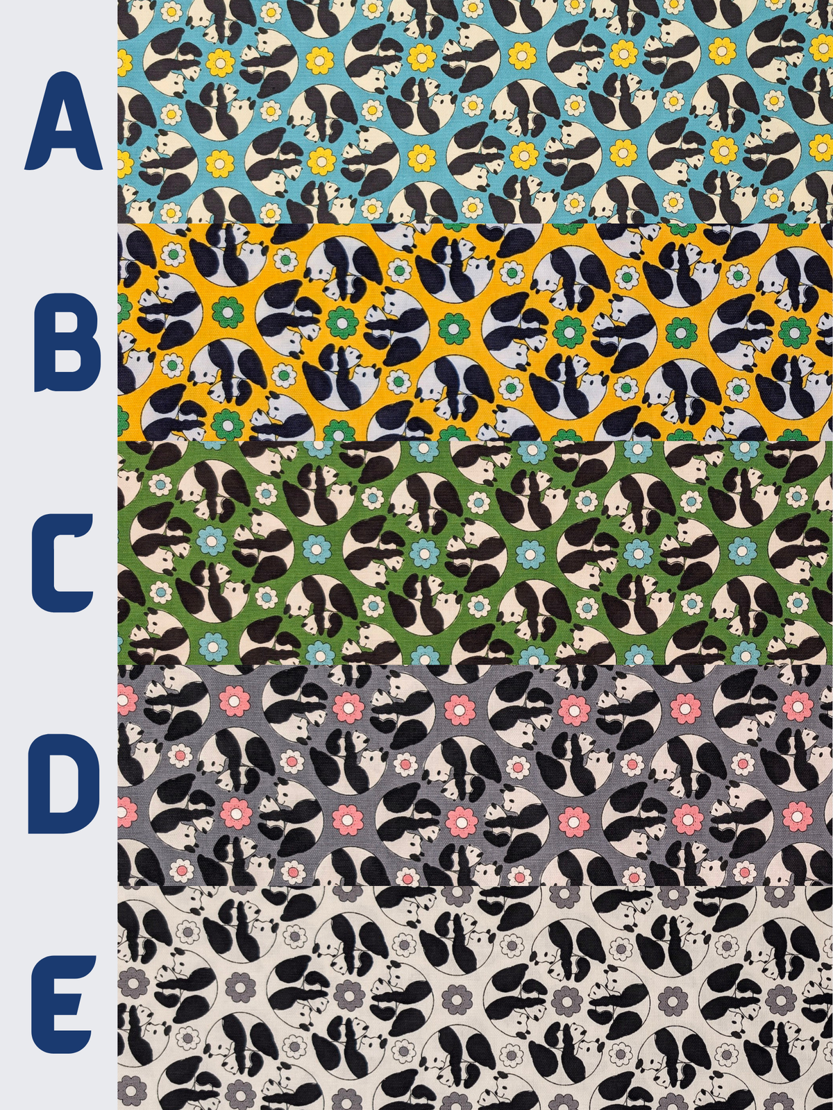 Yuwa - Kaleidoscope Pandas Oxford Cotton Fabric - Yellow