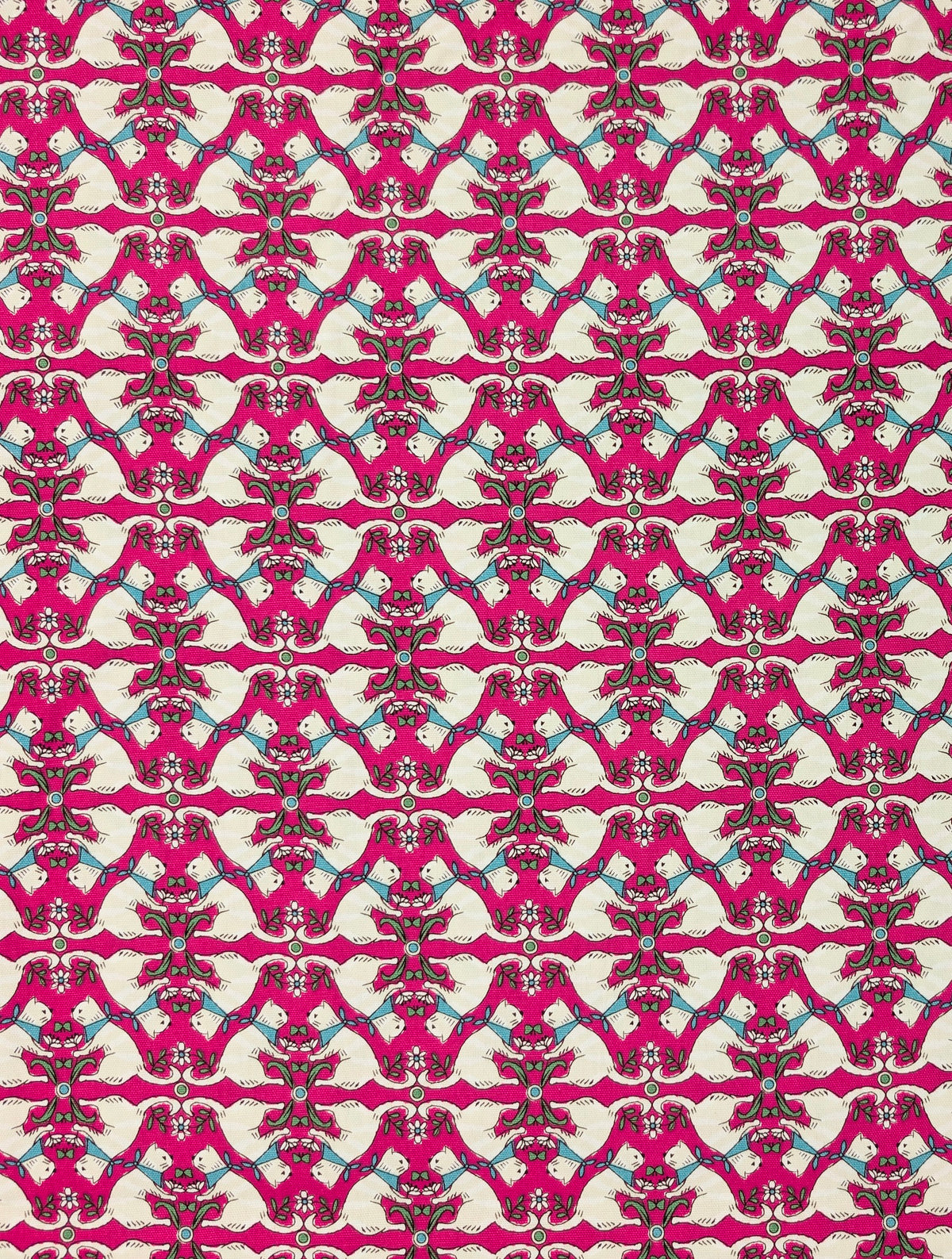 Yuwa - Kaleidoscope Cats Oxford Cotton Fabric - Pink